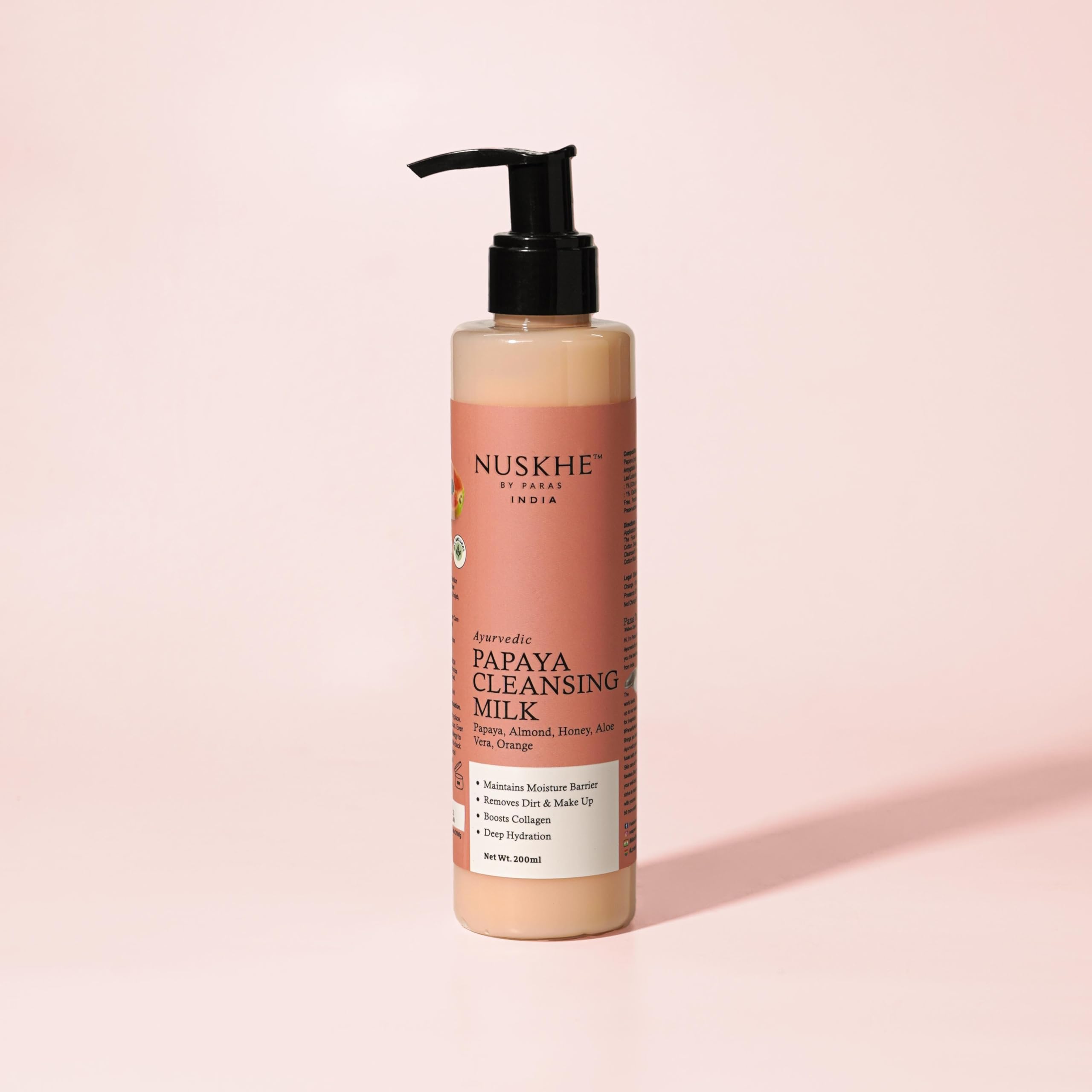 Nuskhe By Paras Ayurvedic Papaya Cleansing Milk - Natural Face Wash for Glowing Skin | Gentle Exfoliation & Deep Cleansing | Perfect for Daily Skincare Routine & Acne-Prone Skin