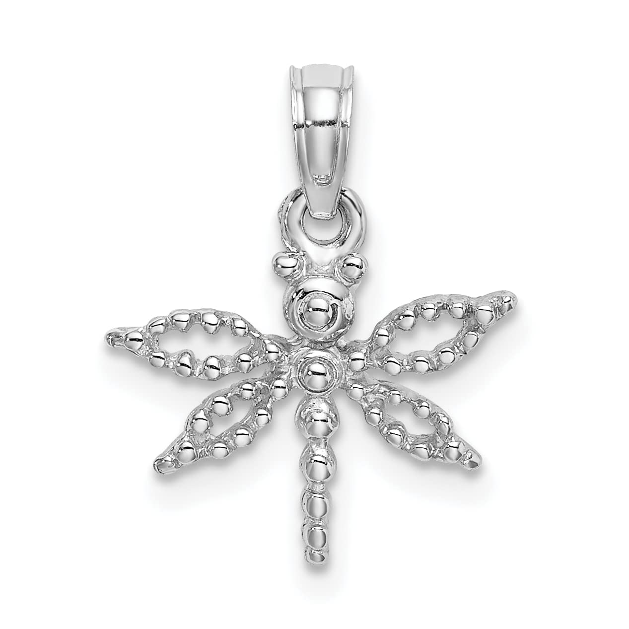 14K White Gold Mini Dragonfly Charm with Cut-Out Wings - Elegant Jewelry for Necklaces & Bracelets - Perfect Gift for Birthdays, Anniversaries and Special Occasions