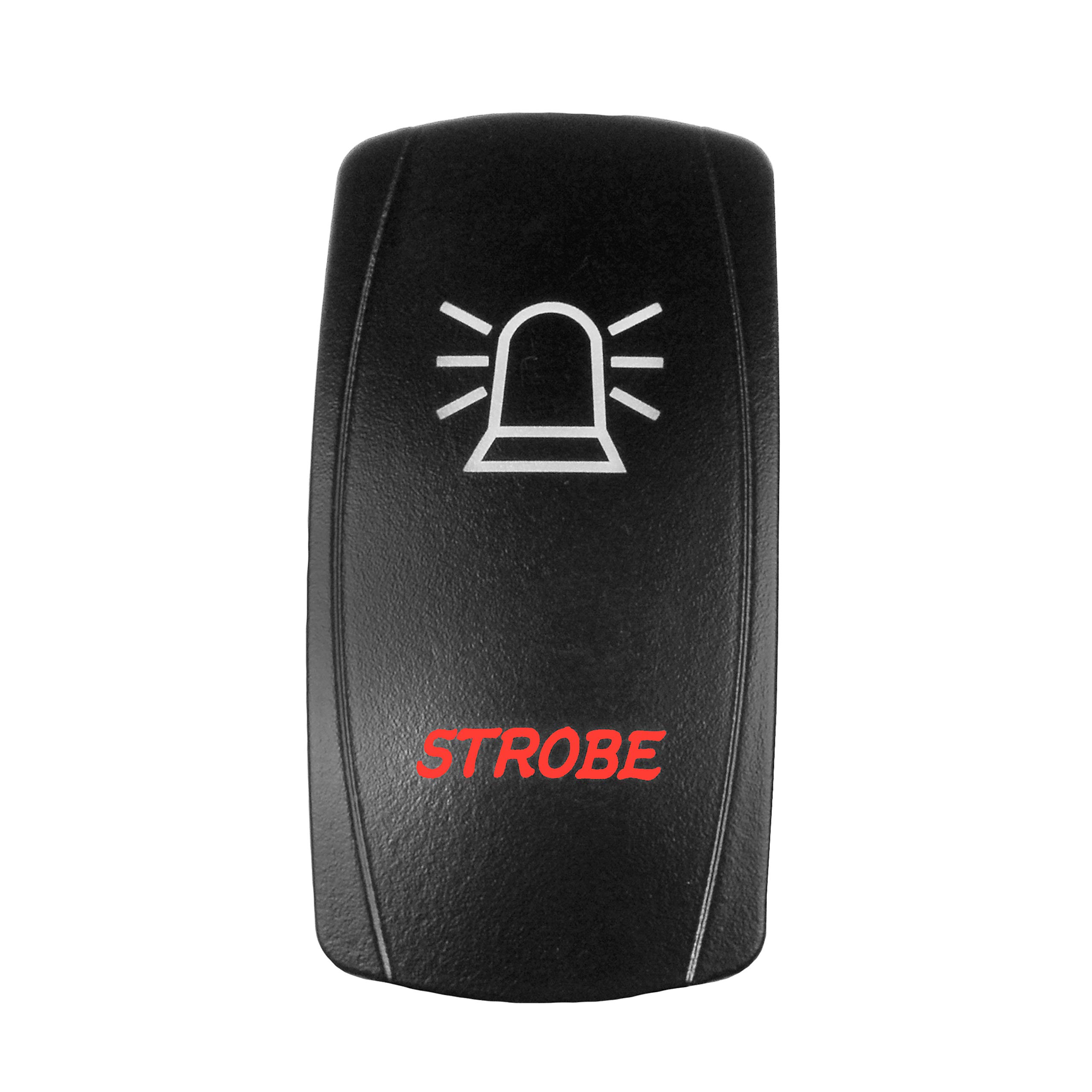 STV Motorsports 5 Pin Laser Rocker Switch with Strobe On/Off Function - 12V 20A Red LED Light for Off-Road Vehicles, Boats & ATVs | Durable Switch for Automotive, Marine & Industrial Use