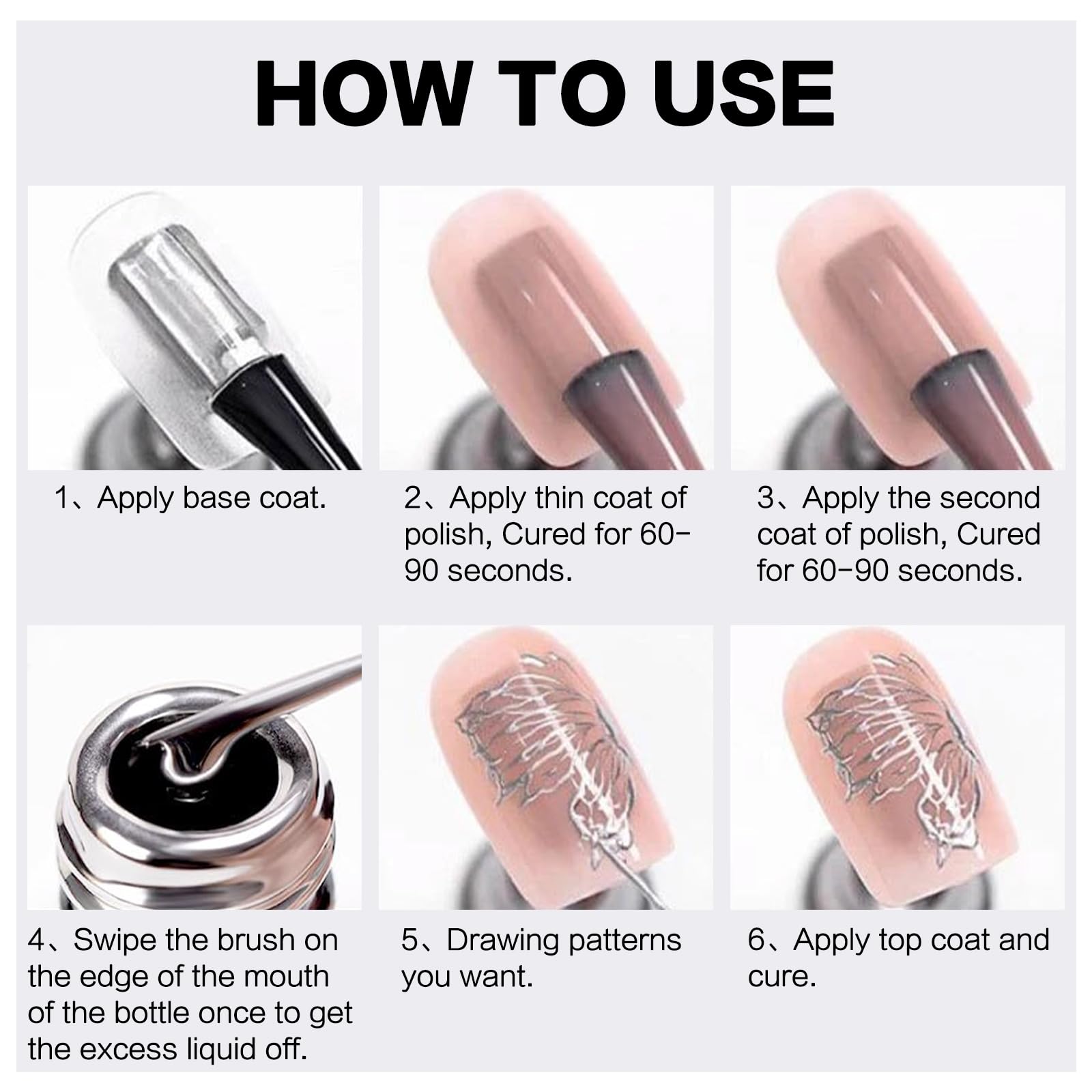 Metallic Chrome Gel Polish - Silver Mirror UV/LED Soak Off Nail Art Liner with Built-in Thin Brush for Salon & Home DIY Manicure | Perfect for Nail Art Designs, French Tips & Creative Nail Painting