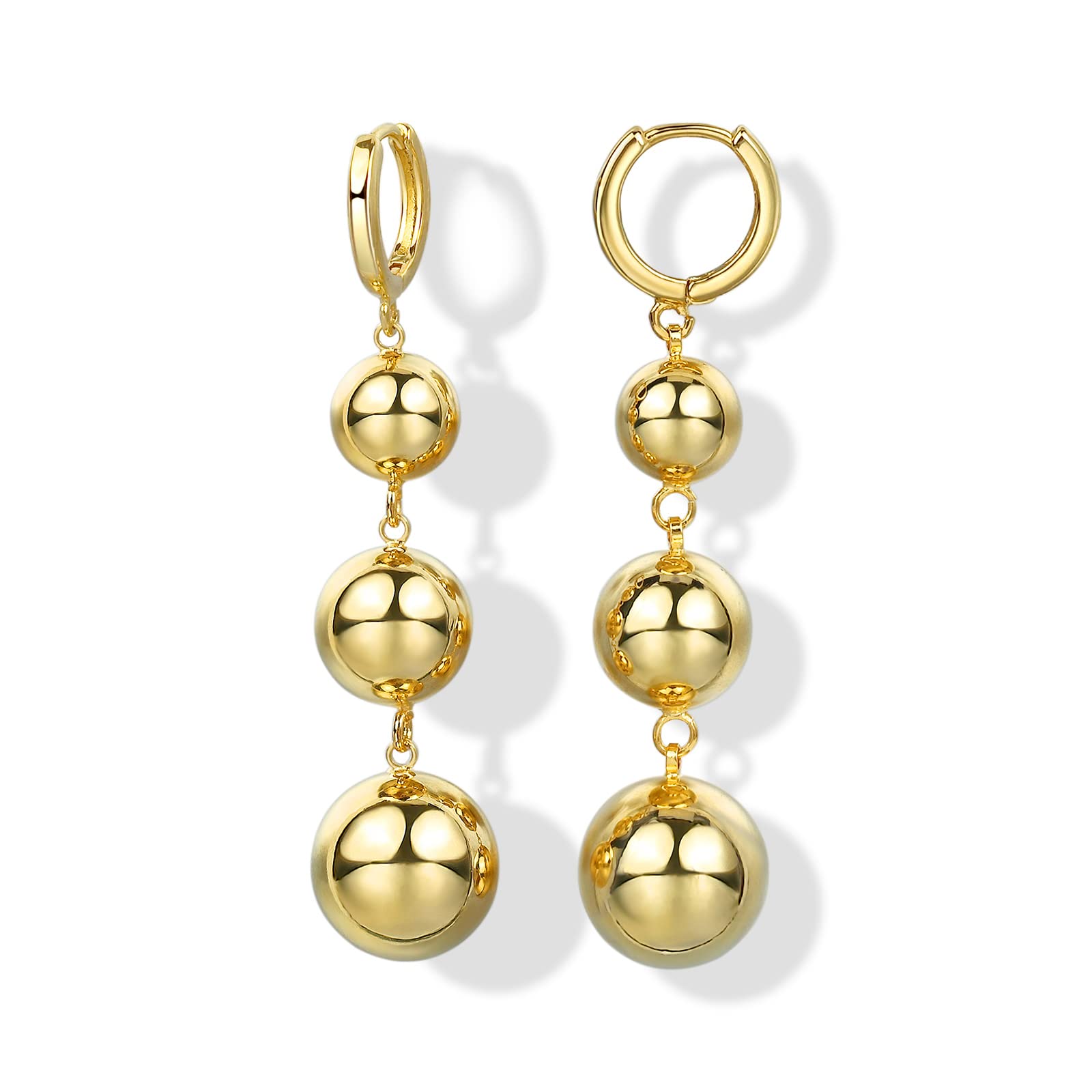 18K Gold Plated Ball Dangle Earrings for Women - Elegant Silver & Gold Hoop Earrings for Party, Wedding & Everyday Wear