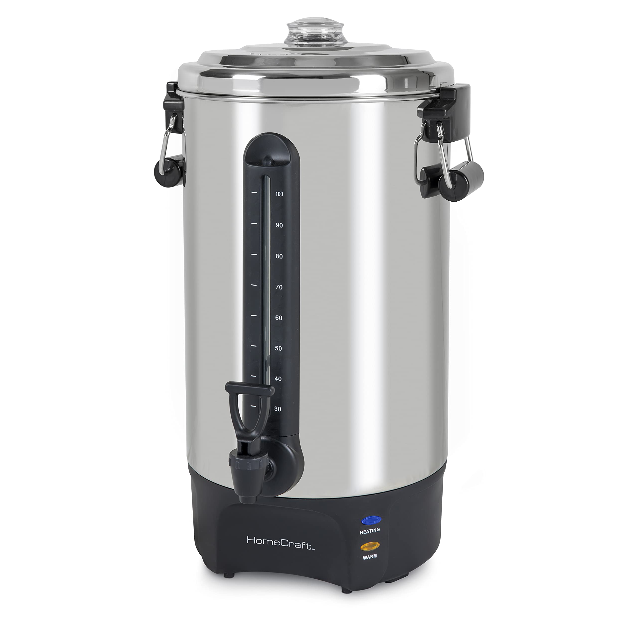 Homecraft 100-Cup Stainless Steel Coffee Urn & Hot Beverage Dispenser - Dripless Faucet, Fast Brewing - Perfect for Large Gatherings, Parties & Catering Events