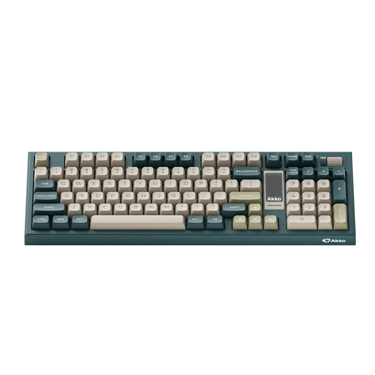 Akko 5098B Ink Green Compact 1800 LCD RGB Wireless Mechanical Keyboard with Ice Cream Pink Switches - Perfect for Gaming, Typing & Office Work