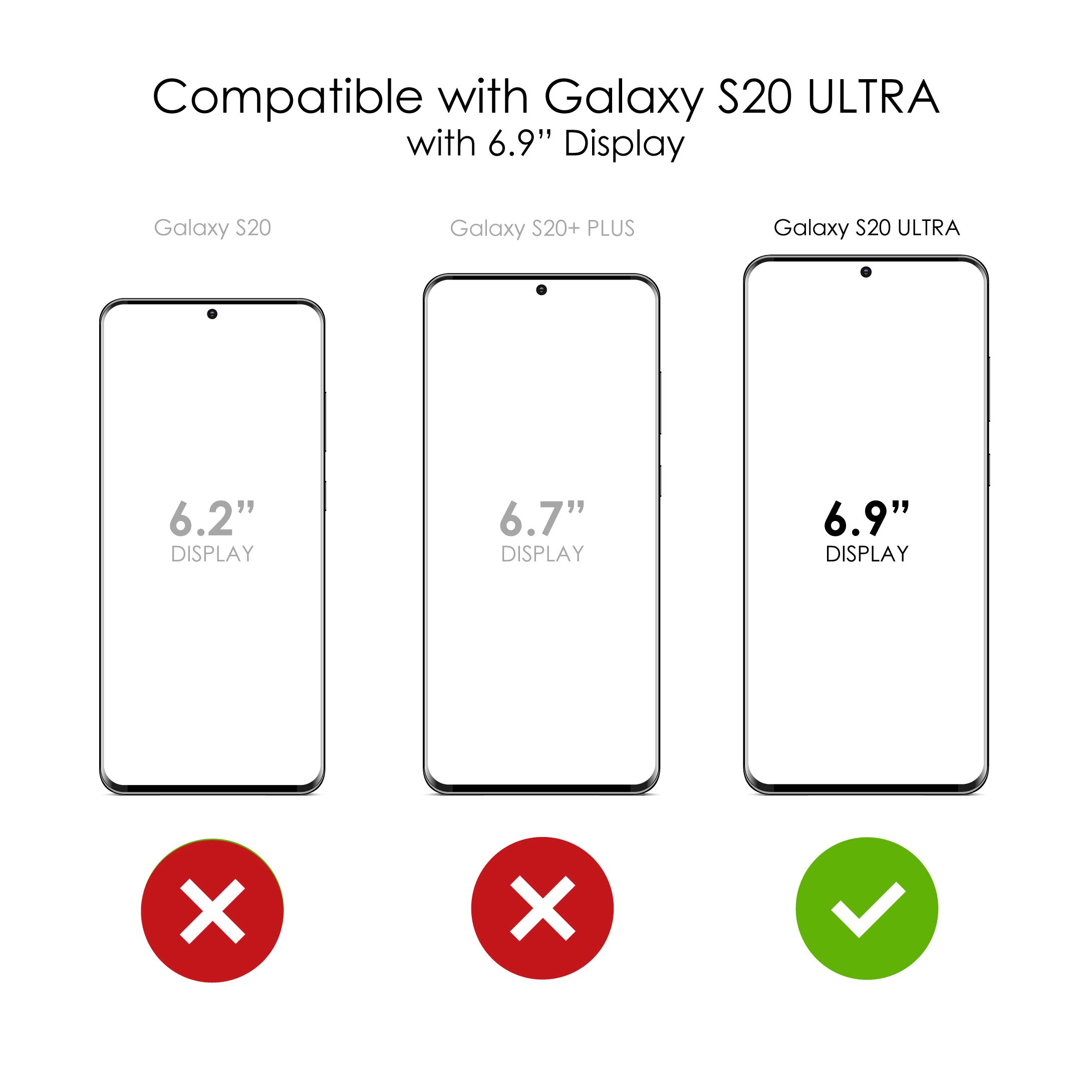 Shockproof Clear Hybrid Case for Samsung Galaxy S20 Ultra/Ultra 5G (6.9 Inch) - TPU Bumper with Acrylic Back & Tempered Glass Screen Protector - Slim Protective Phone Cover for Everyday Use & Outdoor Activities