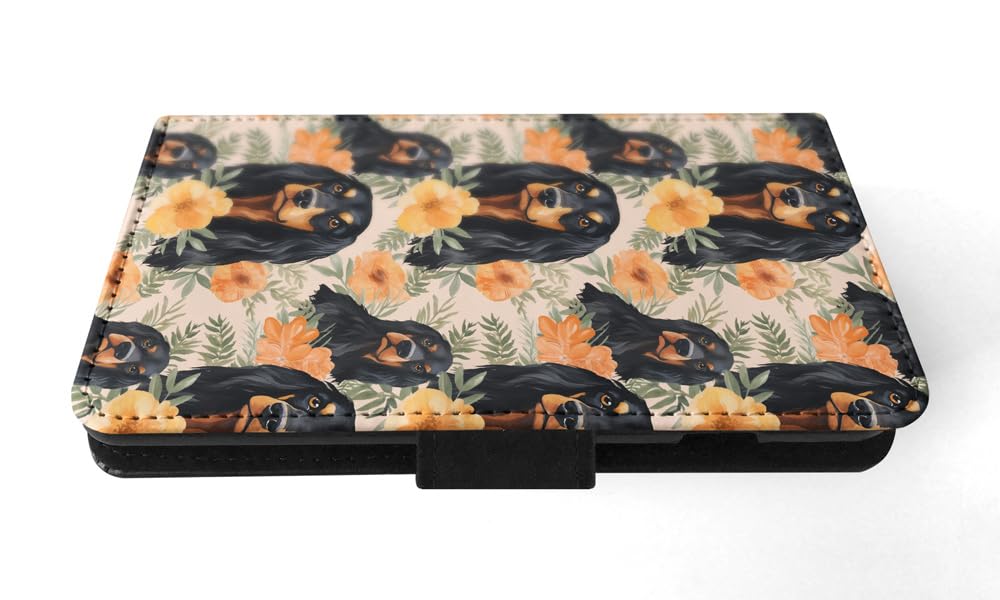Cute Gordon Setter Puppy Dog Pattern Faux Leather Flip Wallet Phone Case for Apple iPhone 12 - Perfect for Pet Lovers & Everyday Use