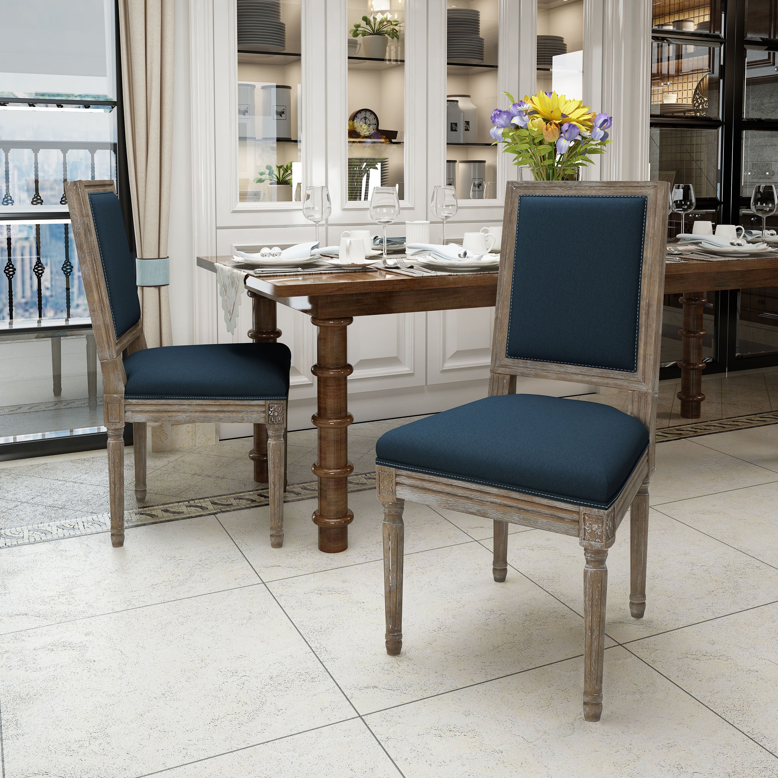 Modern Dining Chairs Set of 2 - Sturdy Wooden Kitchen Chairs with Padded Seats - Perfect for Dining Room, Kitchen, Breakfast Nook & Small Spaces