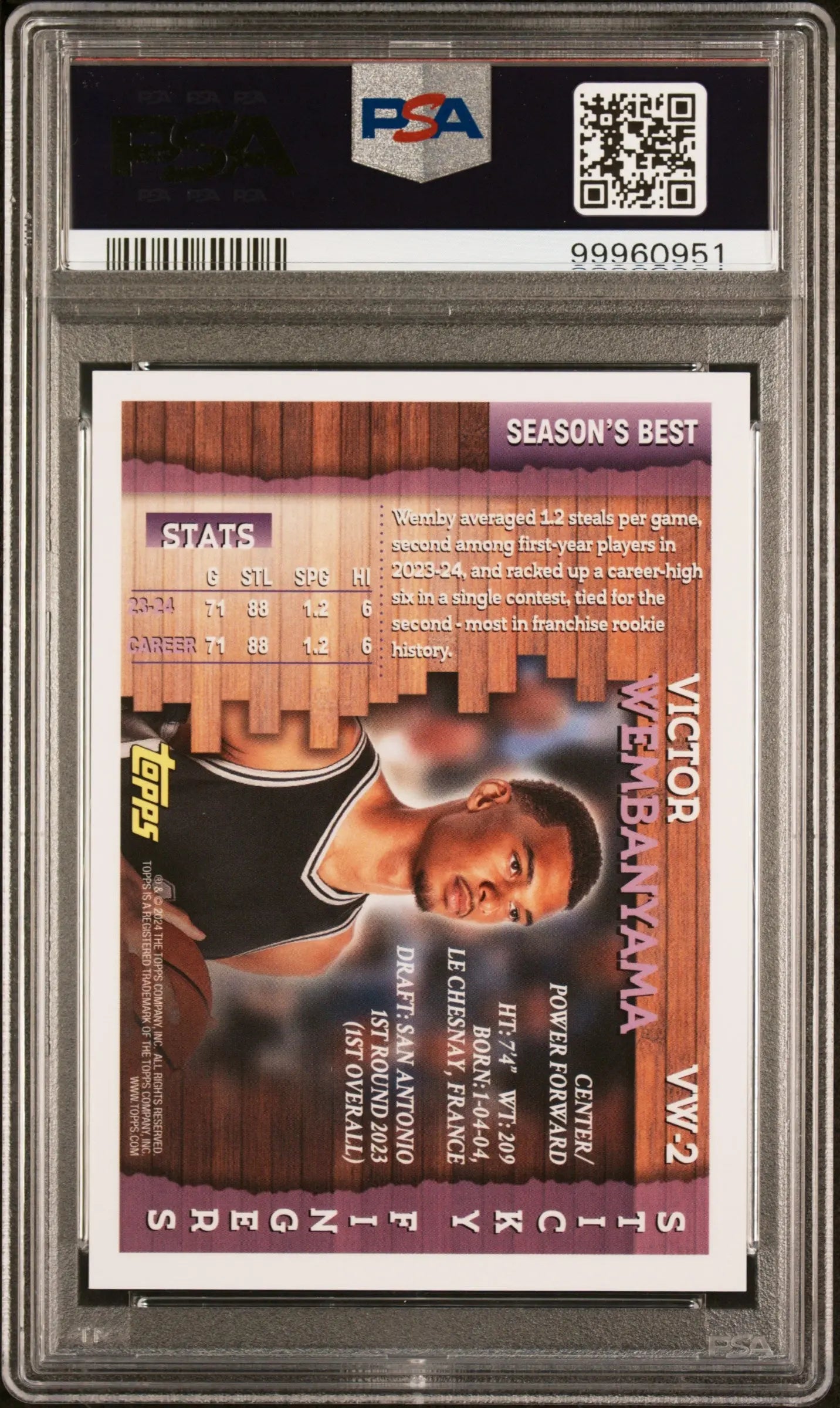 2023 Topps Mercury Victor Wembanyama Rookie Card RC Insert White Refractor PSA 8 Graded 28/35 - Perfect for Basketball Card Collectors and NBA Memorabilia Enthusiasts