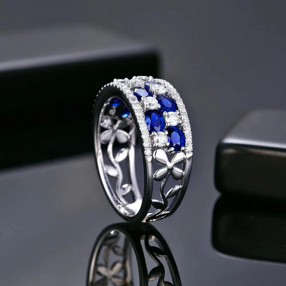 14K Gold Men's Engagement Ring with 1.88ct Sapphire & 0.65ct Natural Diamonds - Luxury Wedding Band for Him, Anniversary Gift, Proposal Jewelry (Perfect for Romantic Proposals, Weddings & Special Occasions)