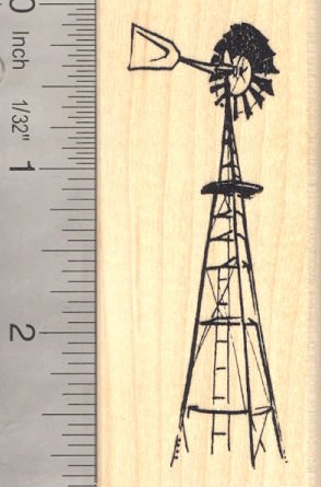 Handcrafted Wooden Windmill Rubber Stamp for DIY Scrapbooking & Card Making - Vintage Air Power Tower Design - Perfect for Crafting, Stationery, and Home Decor Projects