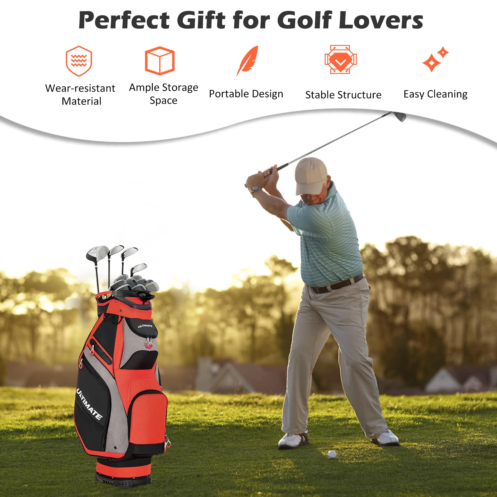 Tangkula Premium Golf Cart Bag with 14-Way Divider - Durable, Water-Resistant & Lightweight Golf Stand Bag for Men & Women - Perfect for Golf Courses, Driving Range & Outdoor Sports