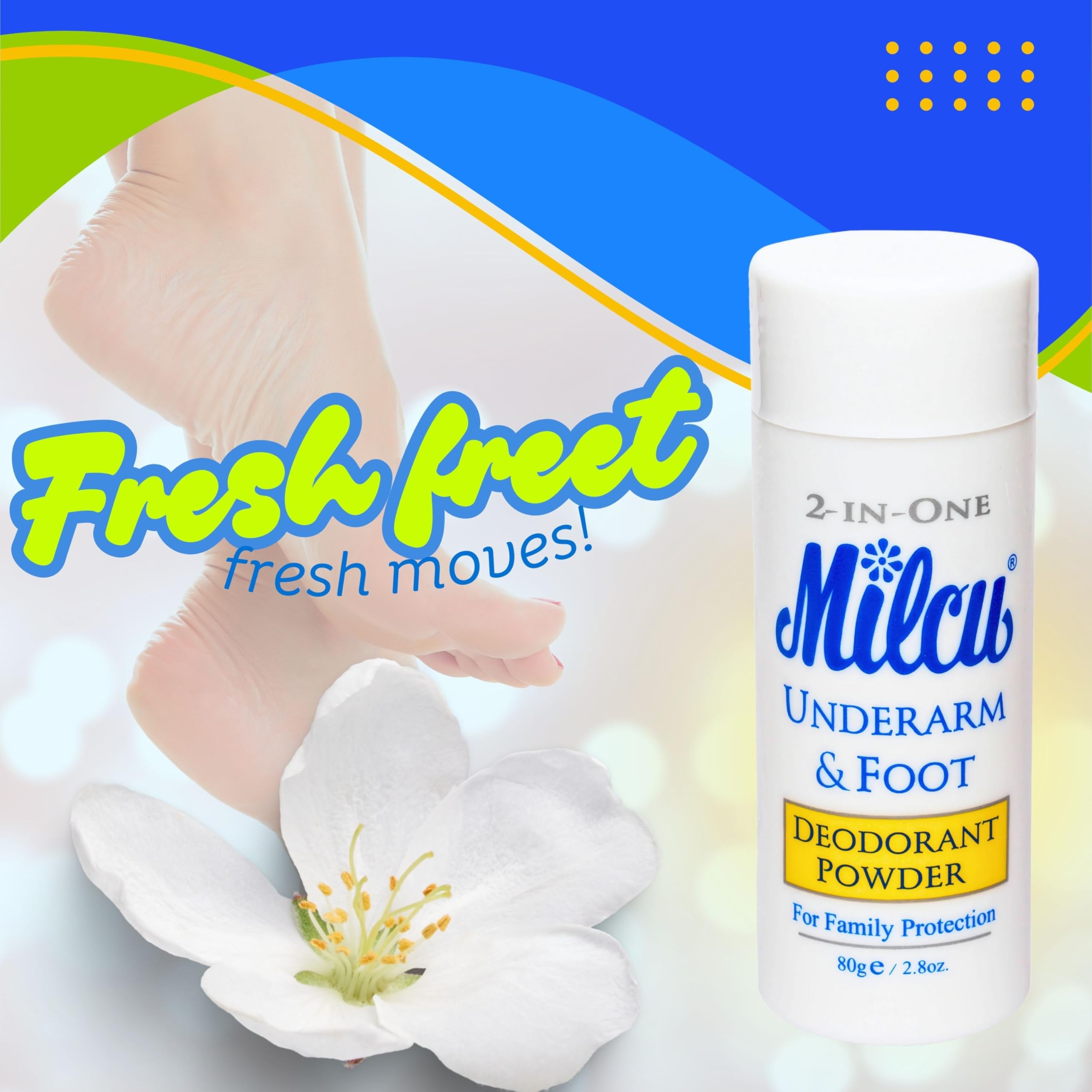 Natural Underarm & Foot Deodorant Powder - 40g for Odor Control & Sweat Absorption - Ideal for Gym, Hiking & Daily Freshness