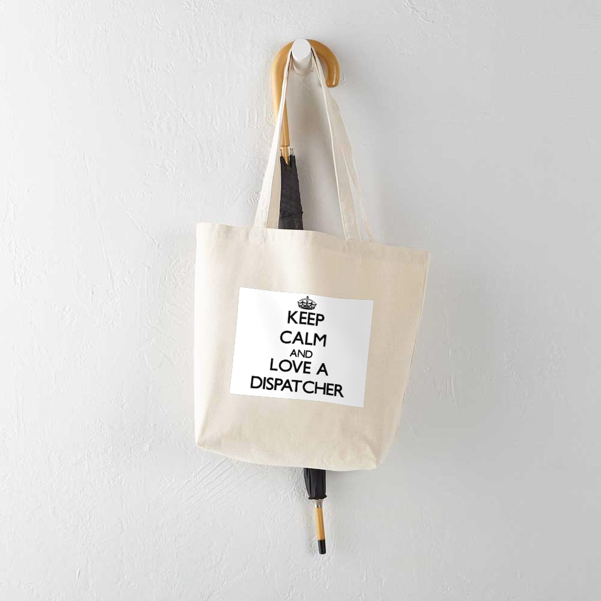 Keep Calm And Love A Dispatcher Tote Bag - Natural Canvas Reusable Shopping Bag for Groceries, Work & Everyday Use
