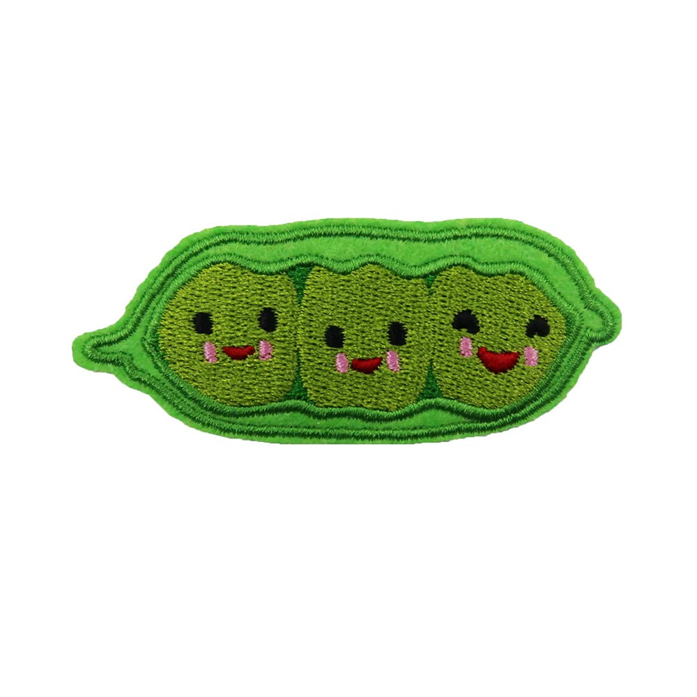 Cute Peas Embroidered Iron On Patch for DIY Clothing, Backpacks & Hats - Fun Fabric Applique for Kids & Adults Craft Projects