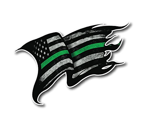Thin Green Line American Flag Decal Stickers 4 Pack - Military Support Vinyl Stickers for Cars, Trucks, Windows & Laptops - Patriotic US Army Veteran Appreciation Gifts