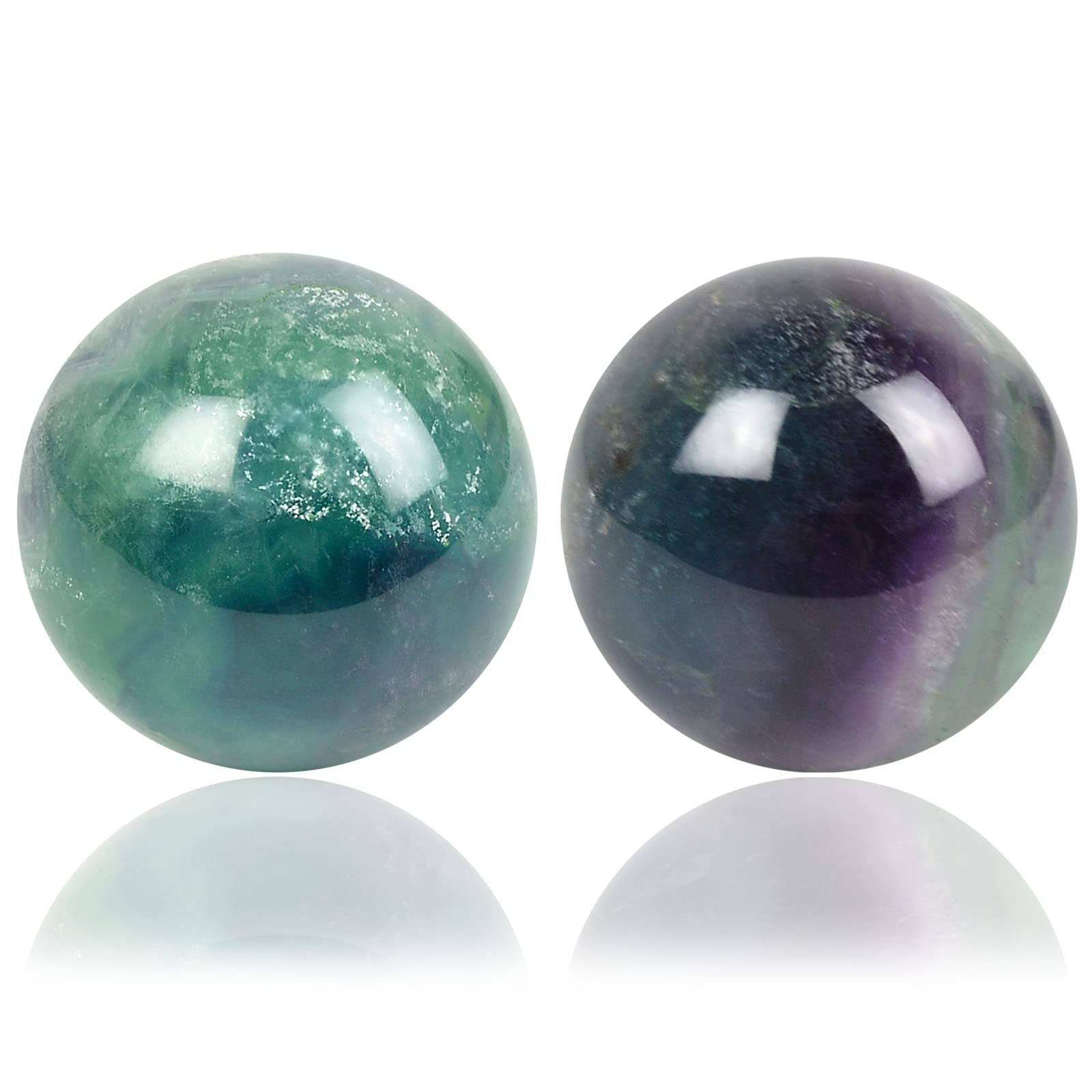 1.57 Inch Feng Shui Stone Baoding Balls - Chinese Health Exercise Stress Relief Balls with Gift Box (Fluorite) - Perfect for Meditation, Relaxation & Office Desk Decor