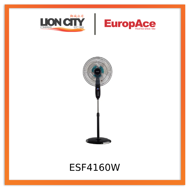 EuropAce ESF 4160W 16-Inch High Velocity Dual Blade Standing Fan with Remote Control - Perfect for Home, Office, and Outdoor Cooling