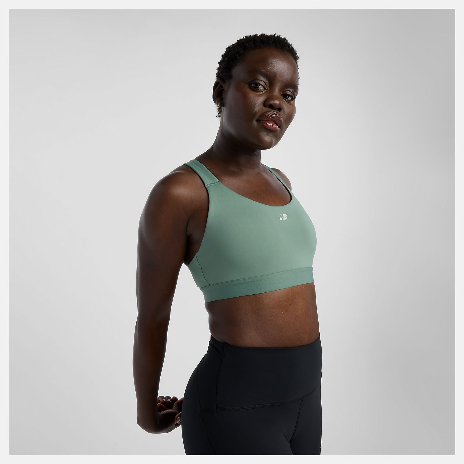 Women's Essential Train Bra - DKJ Dark Juniper | High Support Sports Bra for Running, Yoga & Gym Workouts
