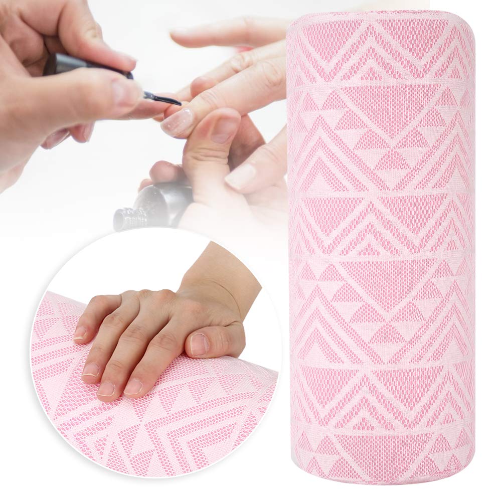 Soft Semicircular Nail Art Hand Cushion - Removable & Washable Manicure Pillow for Nail Technicians - Pink Arm Rest Holder for Comfortable Nail Salon & Home DIY Nail Art Sessions