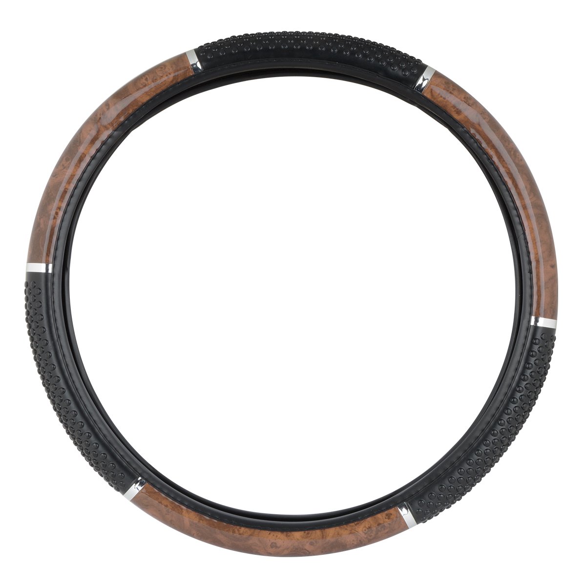 GG Grand General 54040 18 Inch Light Wood Steering Wheel Cover with Black Hand Grips - Perfect for Cars, Trucks & SUVs - Enhances Grip & Comfort for Safe Driving