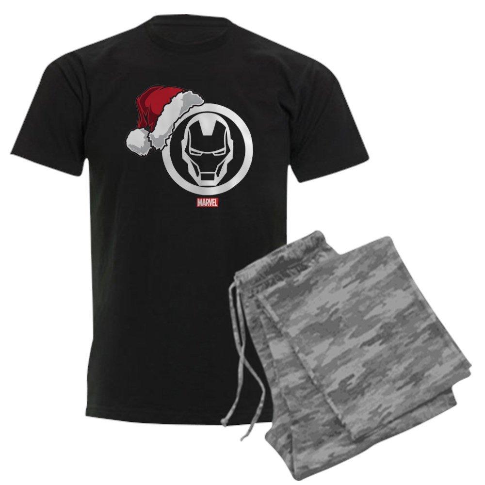 Iron Man Santa Men's Dark Pajama Set - Superhero Christmas Sleepwear for Marvel Fans - Perfect for Holiday Gifts, Christmas Parties & Cozy Winter Nights