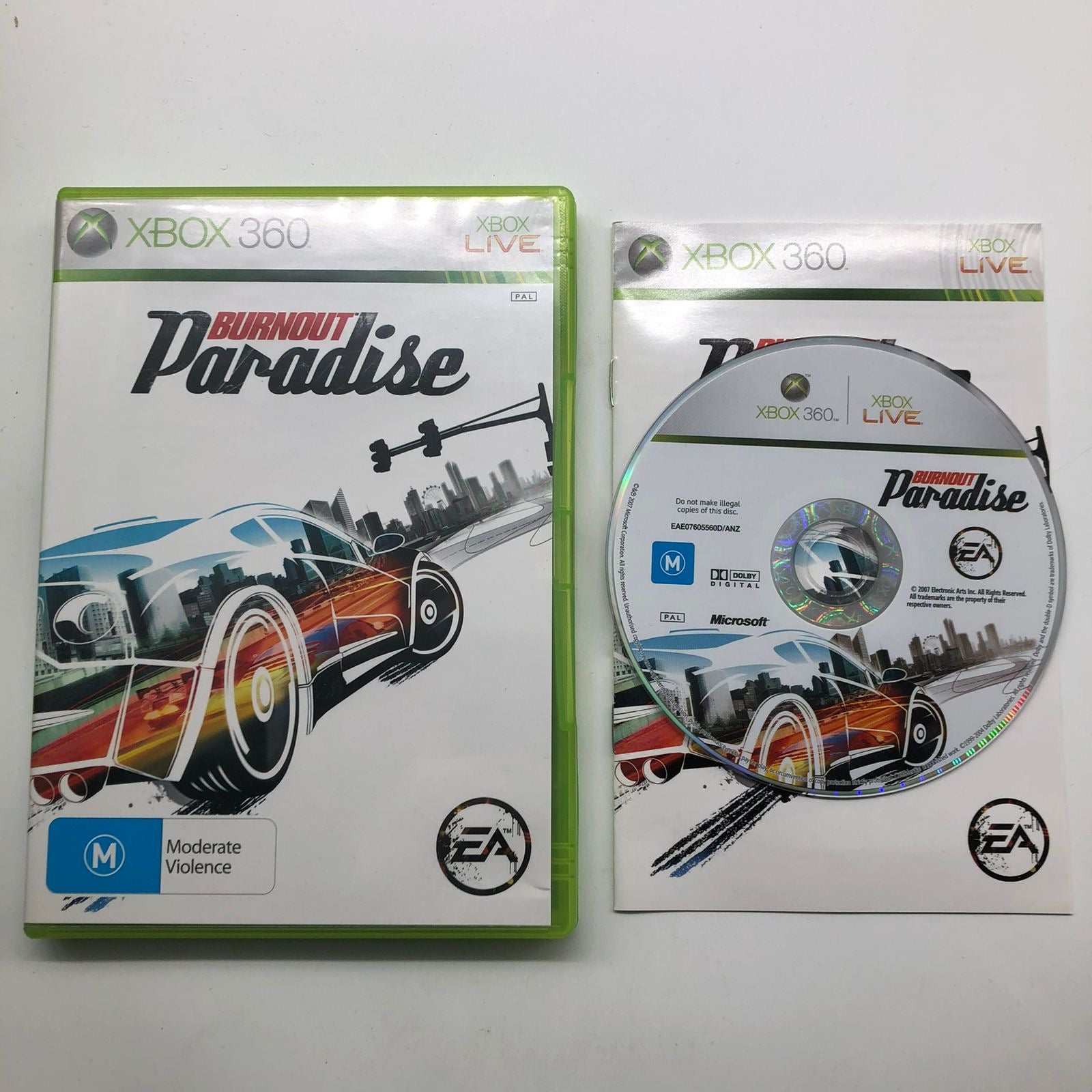 Burnout Paradise - Xbox 360 Racing Game with Manual (PAL Version) - High-Speed Open-World Arcade Racing for Thrilling Gameplay Sessions