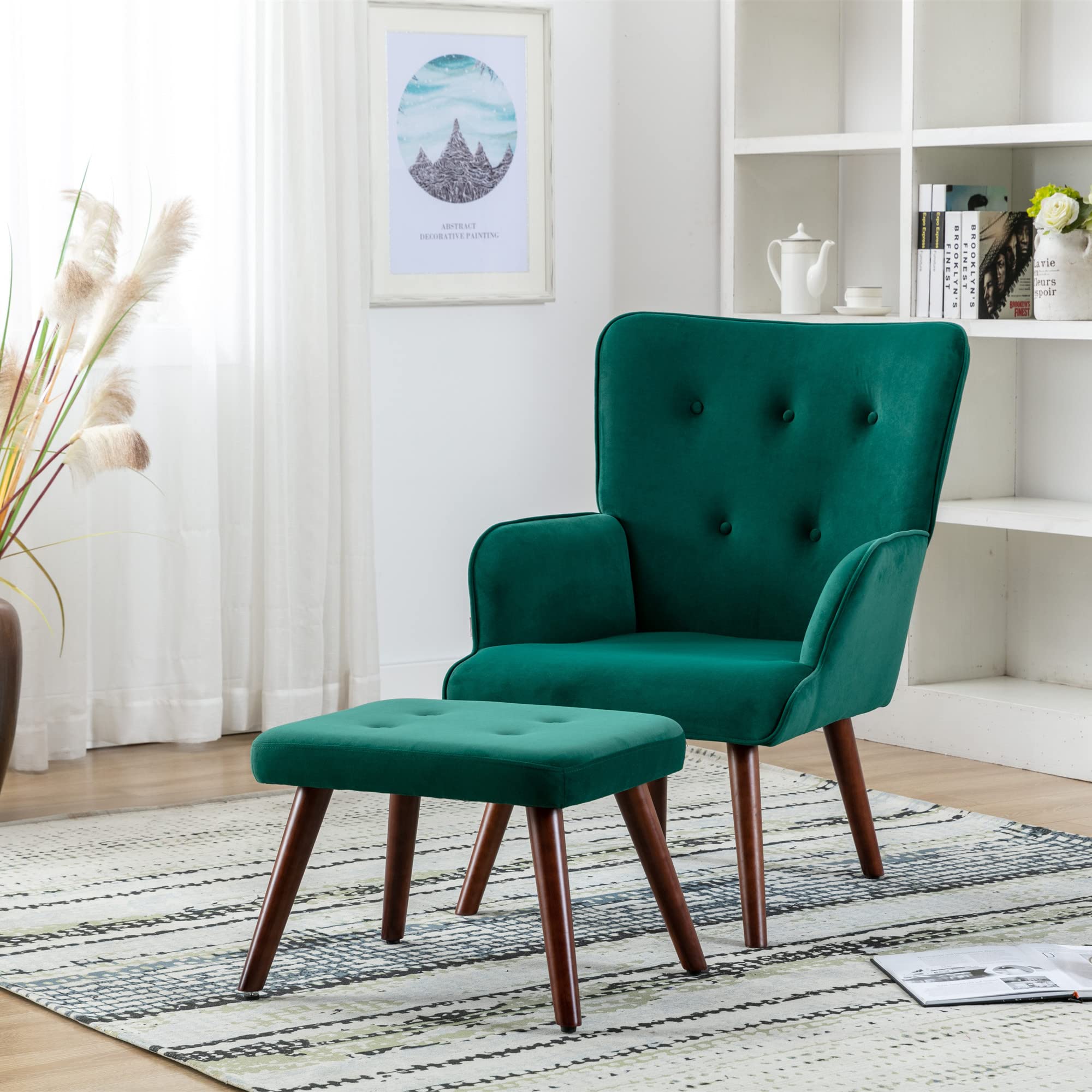 Canyon Vista Lounge Chair with Ottoman - Dark Green Recliner for Bedroom, Living Room & Home | Perfect for Relaxing, Watching TV & Reading