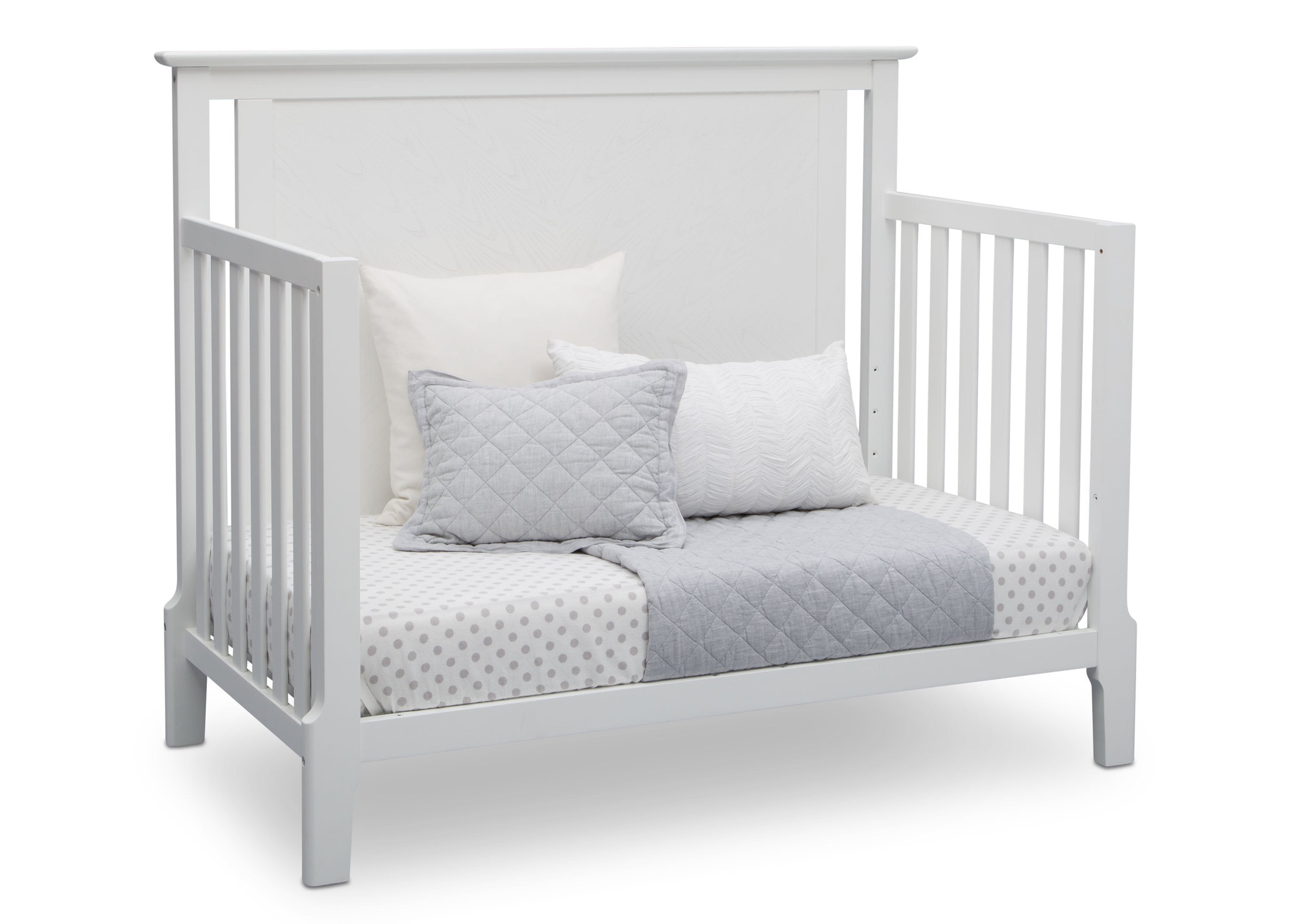 Mid Century Modern 4-in-1 Convertible Baby Crib - Toddler Bed, Daybed & Full Size Bed - Nursery Furniture for Boys & Girls - Perfect for Small Spaces & Modern Homes