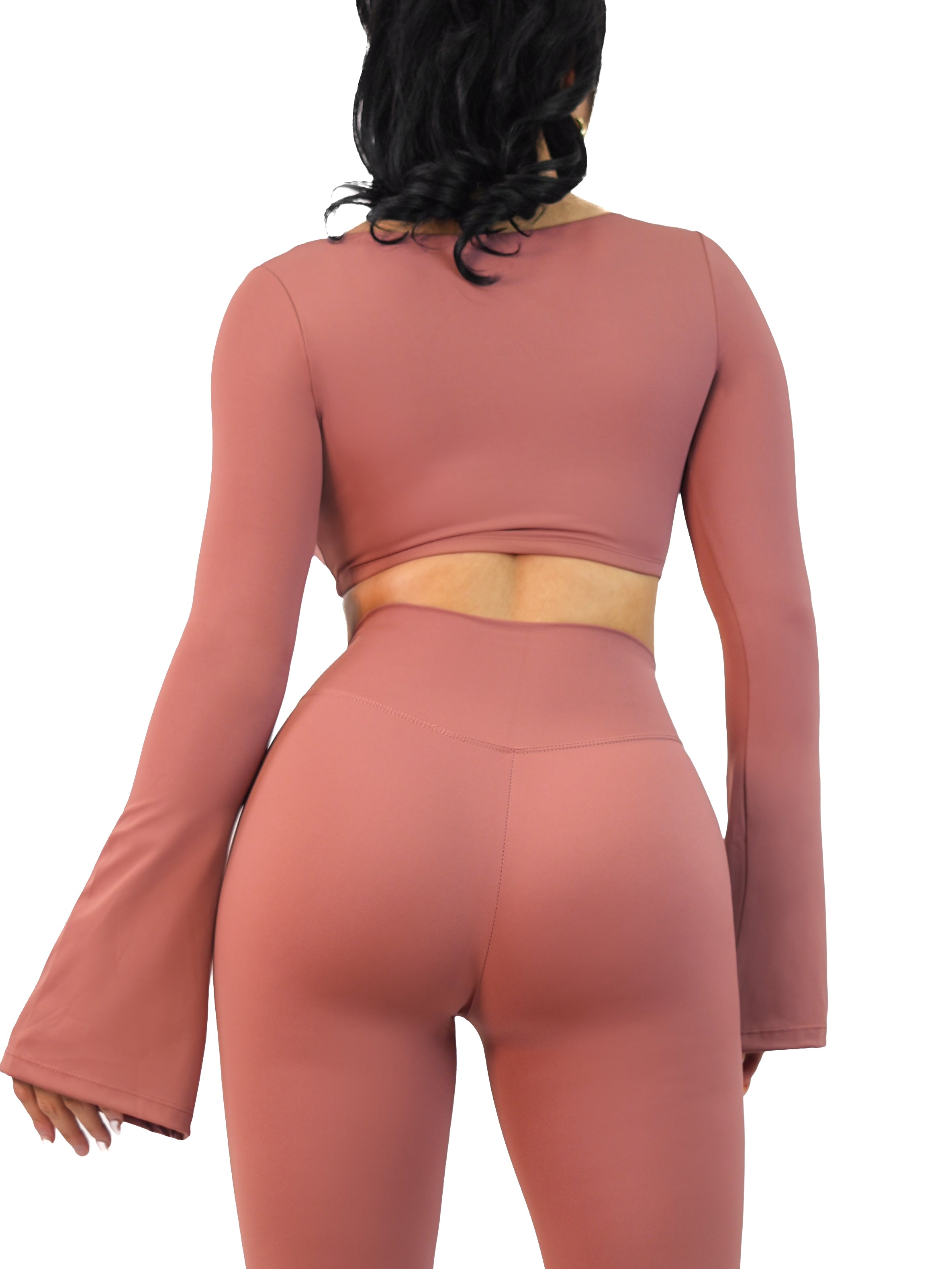 Stylish Flared Long Sleeve Sports Top for Women - Blush Red Activewear | Perfect for Yoga, Gym & Casual Streetwear