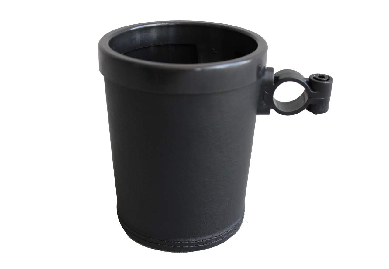 Black Bike Cup Holder for Beach Cruiser & Commuter Bicycles - Universal Handlebar Mount - Perfect for Coffee, Water Bottles & Drinks on Rides, Picnics & Outdoor Adventures