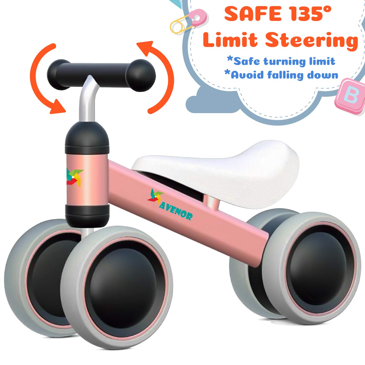 **Best Baby Balance Bike for 1 Year Old Girls - 10-24 Months Toddler First Birthday Gift | No-Pedal 4-Wheel Training Bike for Infants | Indoor & Outdoor Learning Ride**