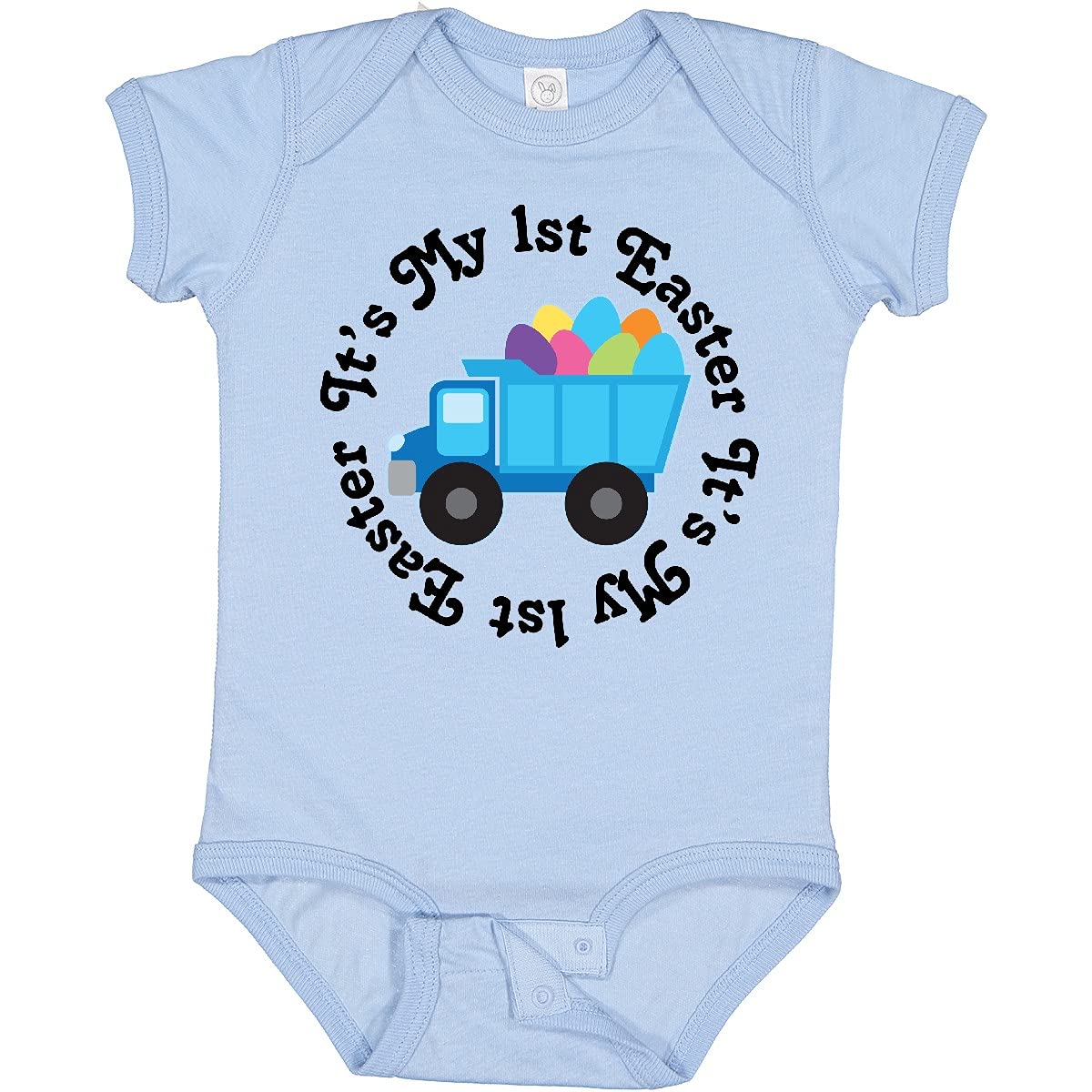 Inktastic 1st Easter Egg Truck Baby Bodysuit - Cute Easter Outfit for Boys & Girls - Soft Cotton Infant Onesie - Perfect for Easter Photos, Egg Hunts & Family Celebrations