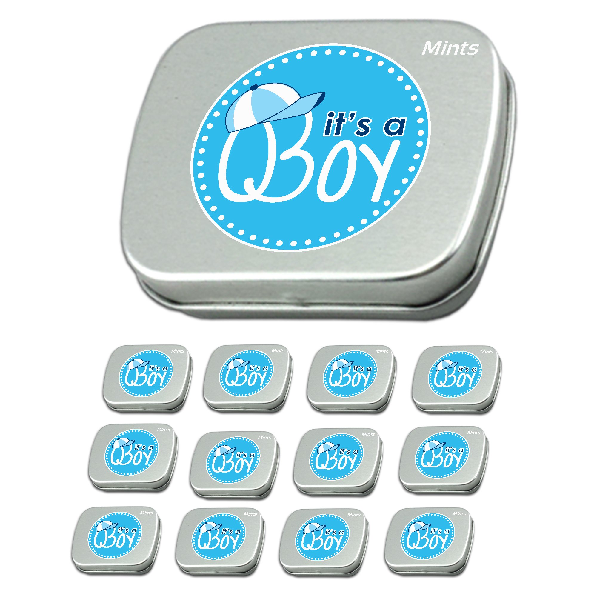12-Pack Sugar-Free Peppermint Candy in 'It's a Boy' Keepsake Mint Tin - Perfect for Baby Showers, Gender Reveals & Newborn Celebrations