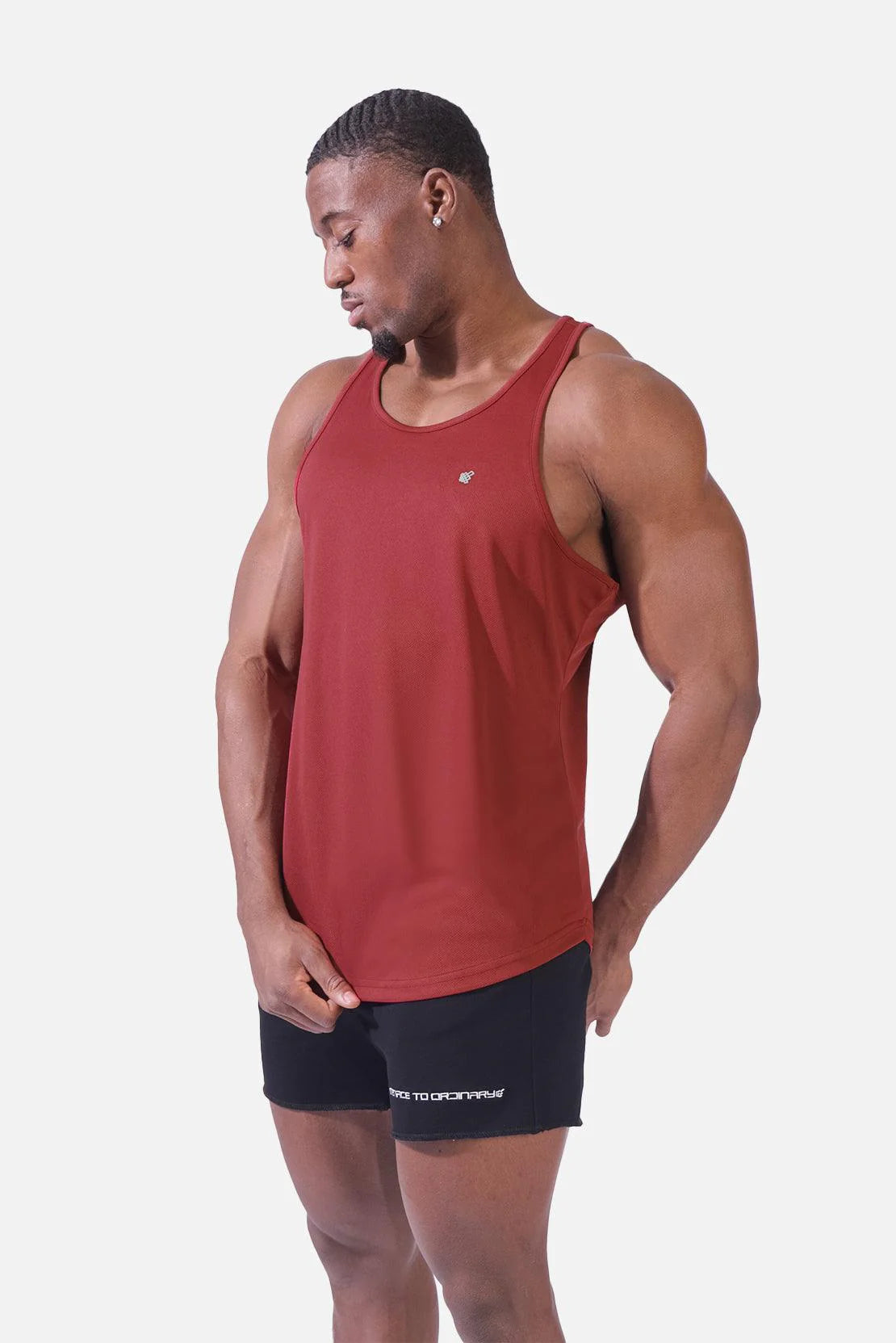 Jed North Men's Microfiber Dri-Fit Tank Top - Moisture Wicking Athletic Shirt for Workout & Running - Maroon Red Color