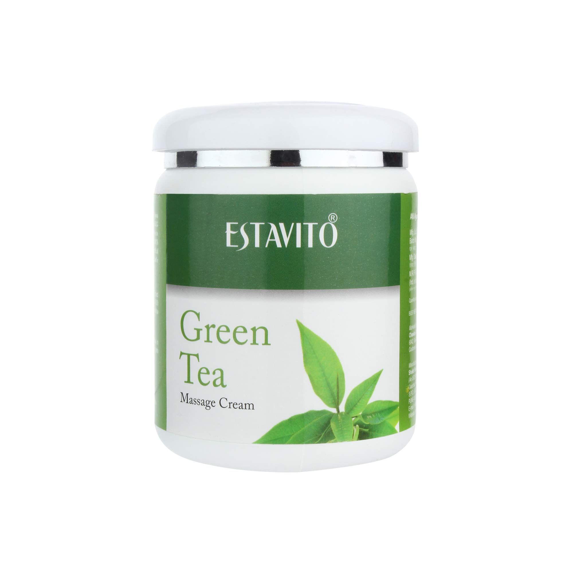 ESTAVITO Green Tea Massage Cream 500ml - Natural Skin Brightening & Blemish Removal for All Skin Types | Hydrating & Purifying Face & Body Cream | Perfect for Spa, Home Relaxation & Skincare Routine