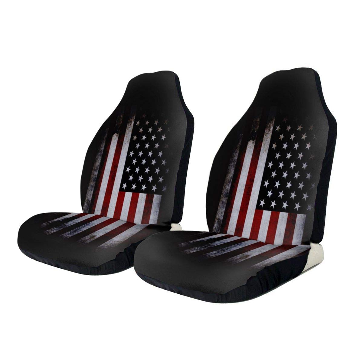 American Flag Front Seat Covers Set of 2 - Universal Fit Car Seat Protectors for Trucks, SUVs & Vans | Durable Vehicle Seat Mats for Patriotic Style & Protection | Perfect for Road Trips, Daily Commutes & Car Shows