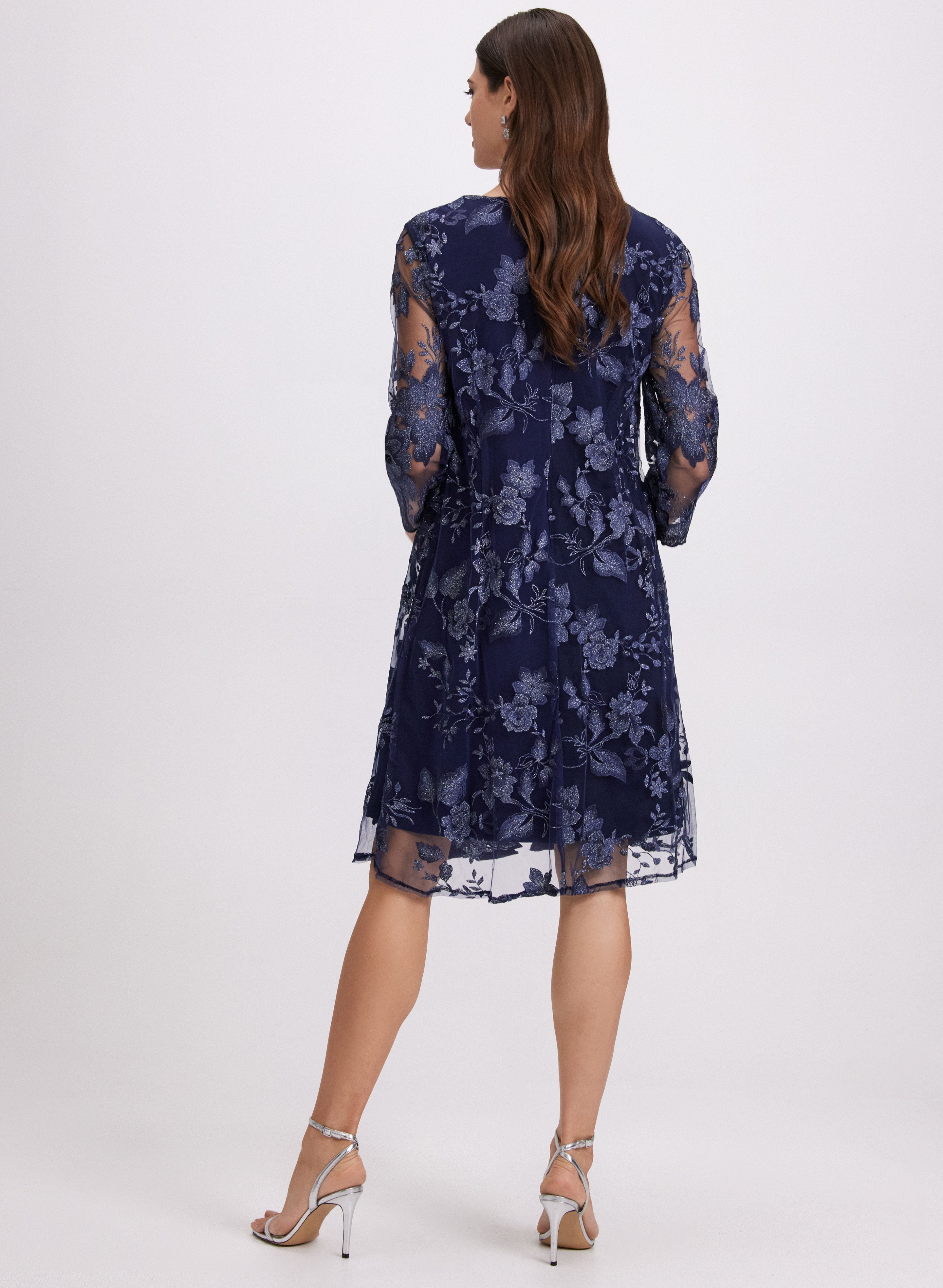 Floral Embroidered Illusion Maxi Dress for Women - Elegant Lace Sheer Neckline Party Gown - Perfect for Weddings, Prom, Evening Events and Special Occasions