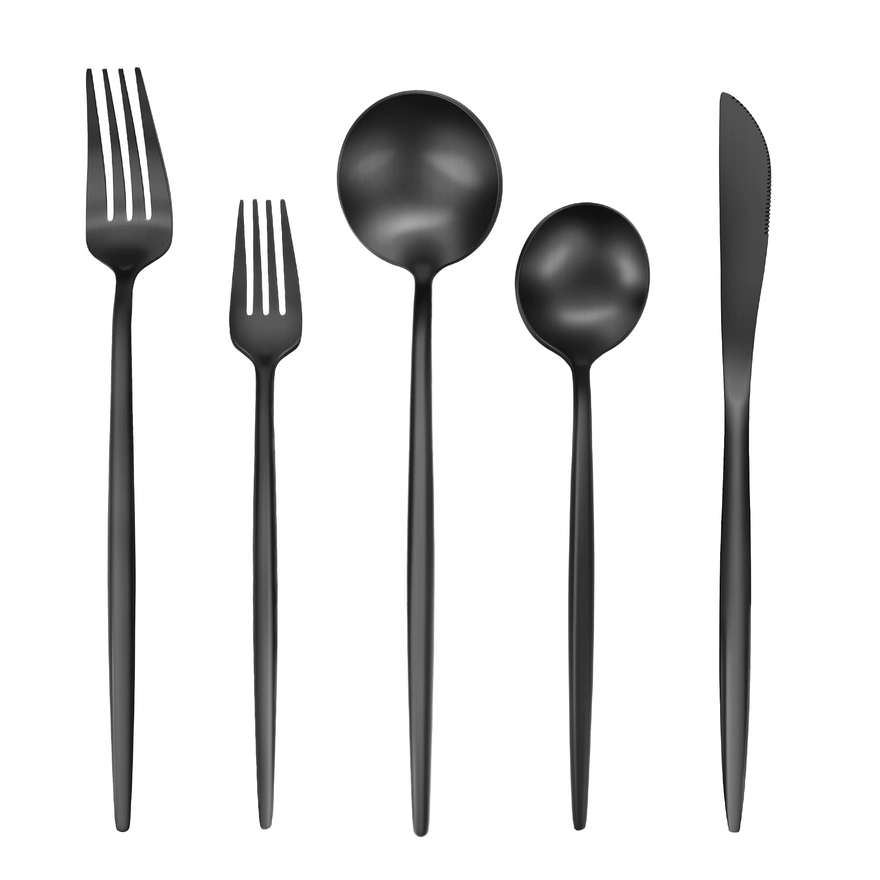 GIOCOCO Matte Black Silverware Set - 20 Piece Stainless Steel Flatware Set for 4 People, Heavy Duty Cutlery Set with Elegant Design for Home & Restaurant Use | Dishwasher Safe | Perfect for Dinner Parties, Weddings & Everyday Dining