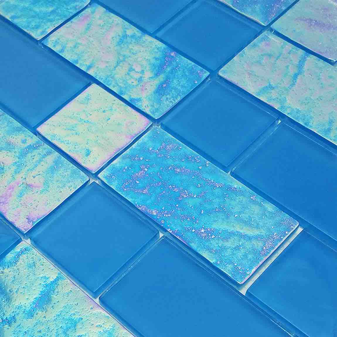 Sheen Blue Mixed Glass Mosaic Tile - Stunning Backsplash for Kitchen & Bathroom - DIY Home Decor & Wall Art