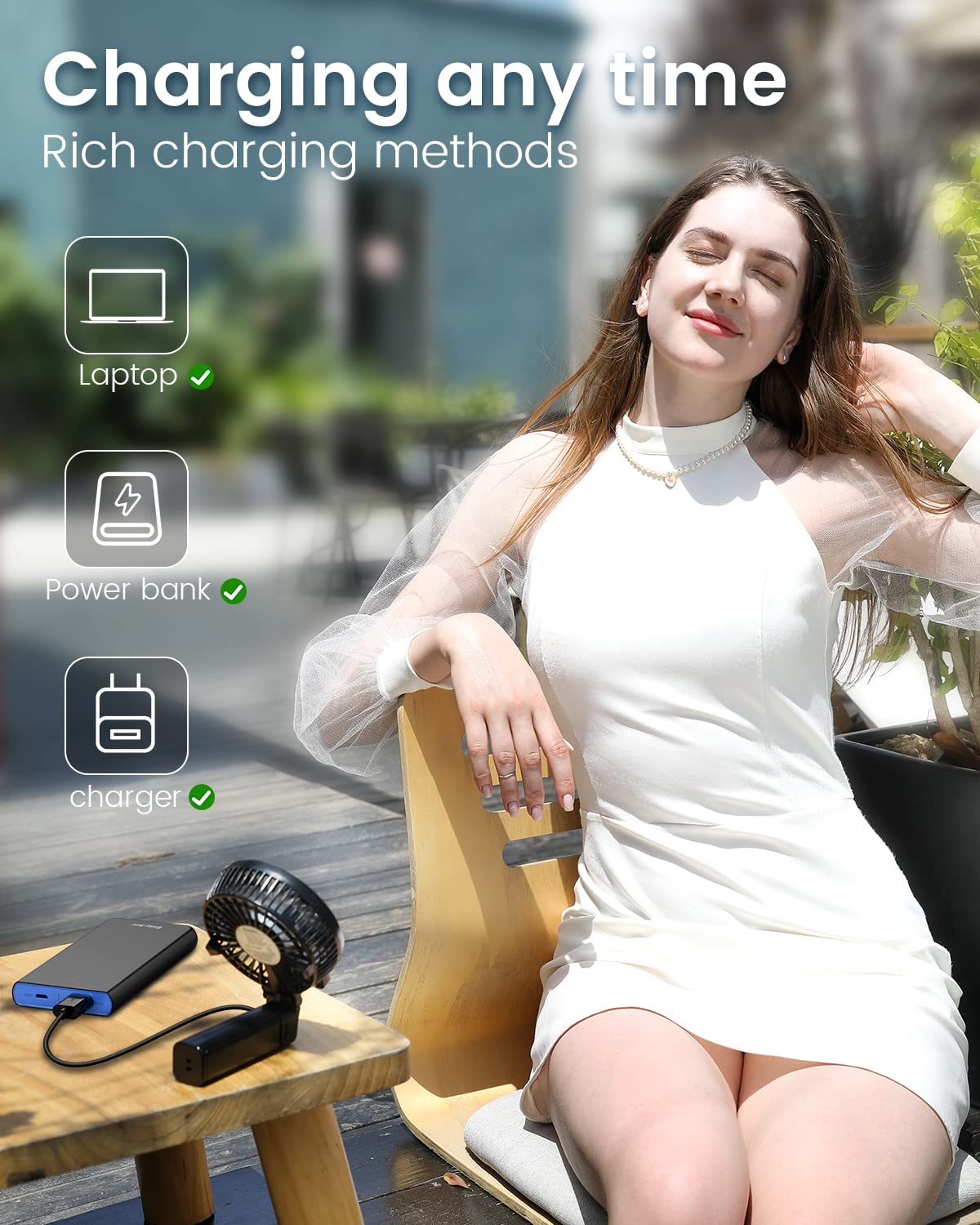 EasyAcc Mini Handheld Fan - Portable USB Rechargeable Personal Desk Fan with 3 Speeds & 10H Battery Life, Compact Folding Design for Travel, Outdoor, Office, Home - Stay Cool Anywhere!