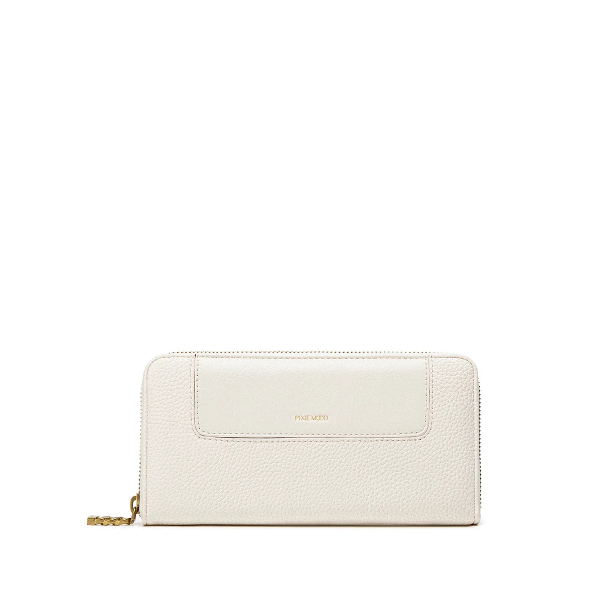Mae Zip Wallet in Coconut Cream Pebbled Leather - Stylish & Secure Women's Wallet for Everyday Use, Travel, and Business