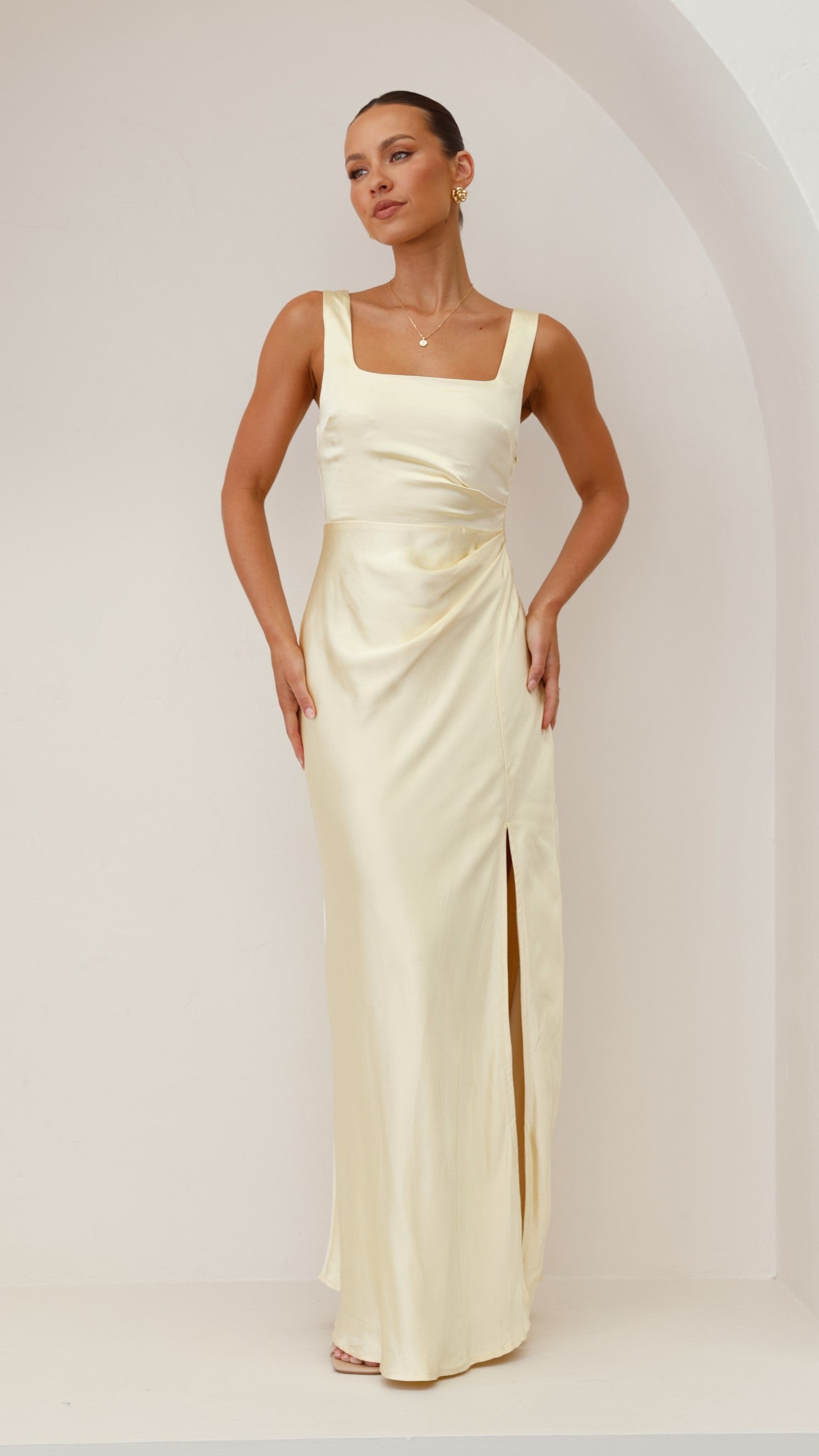 Alaria Maxi Dress for Women - Flowy Long Summer Dress in Yellow | Perfect for Beach, Vacation & Casual Outings