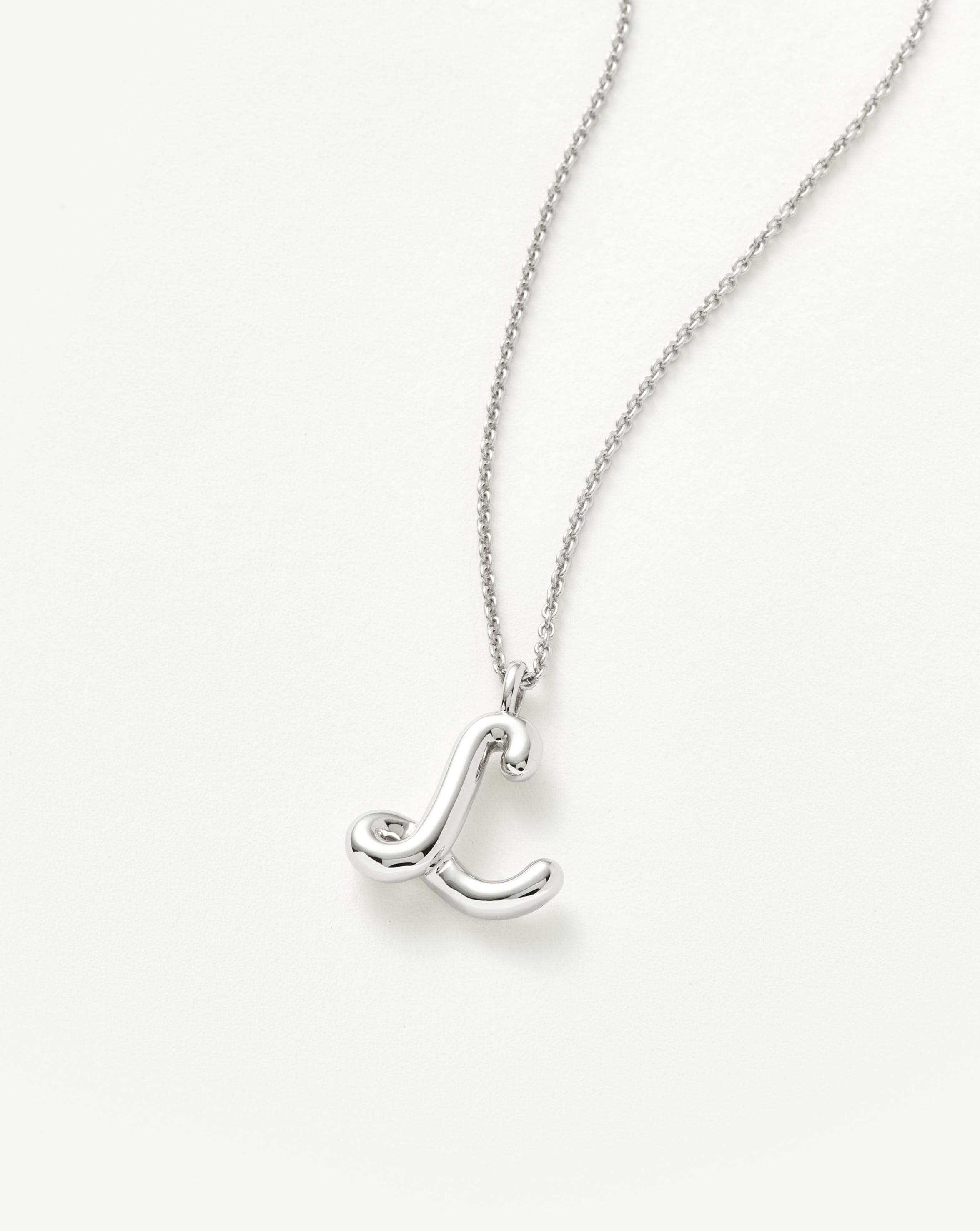 Personalized Sterling Silver Curly Molten Initial Pendant Necklace - Custom Monogram Jewelry for Women | Perfect Gift for Birthday, Anniversary & Valentine's Day