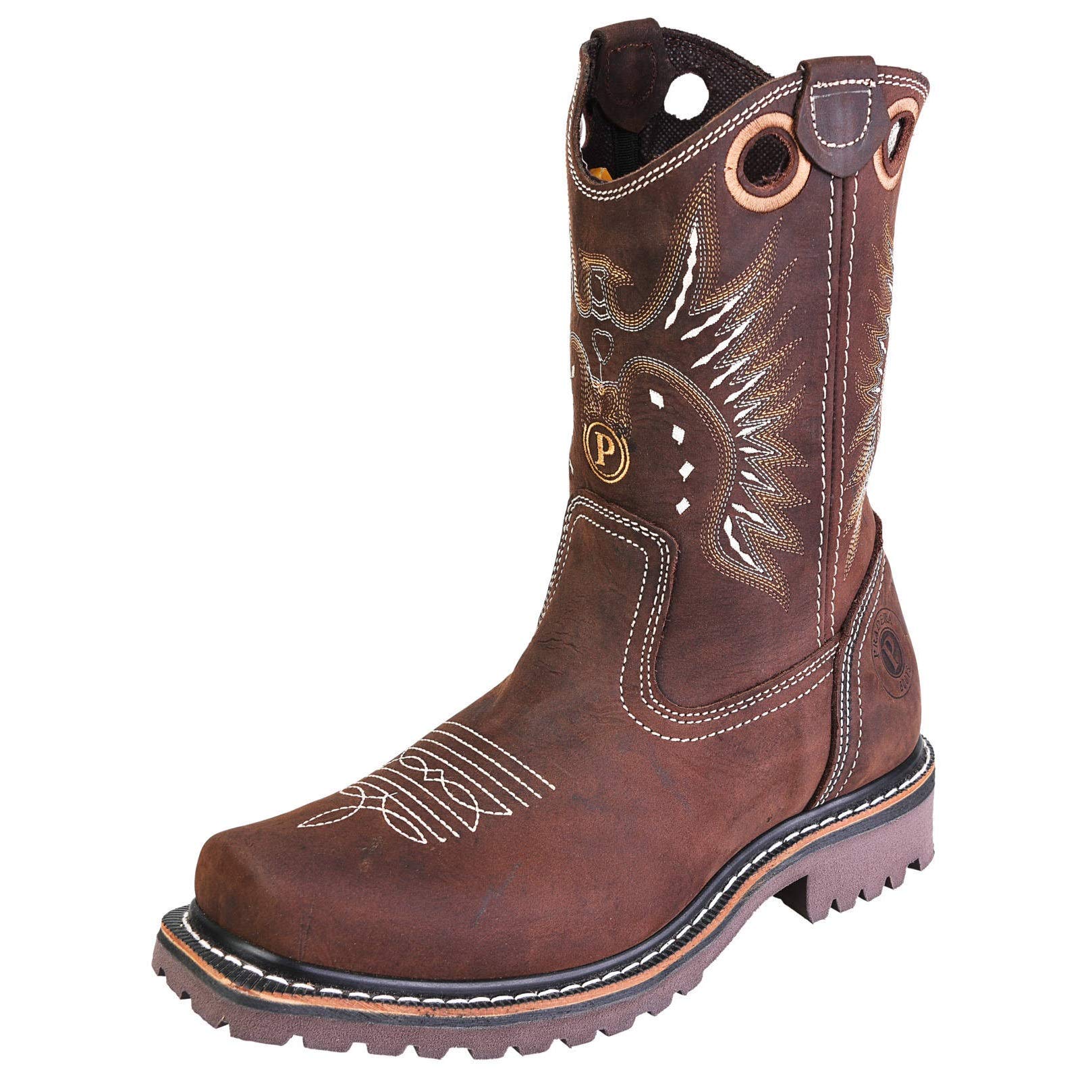 PRADERA Men's Tracker Vintage Steel Toe Work Boots - Durable Safety Shoes for Construction, Warehouse & Outdoor Work - Comfortable Non-Slip Work Boots for Men