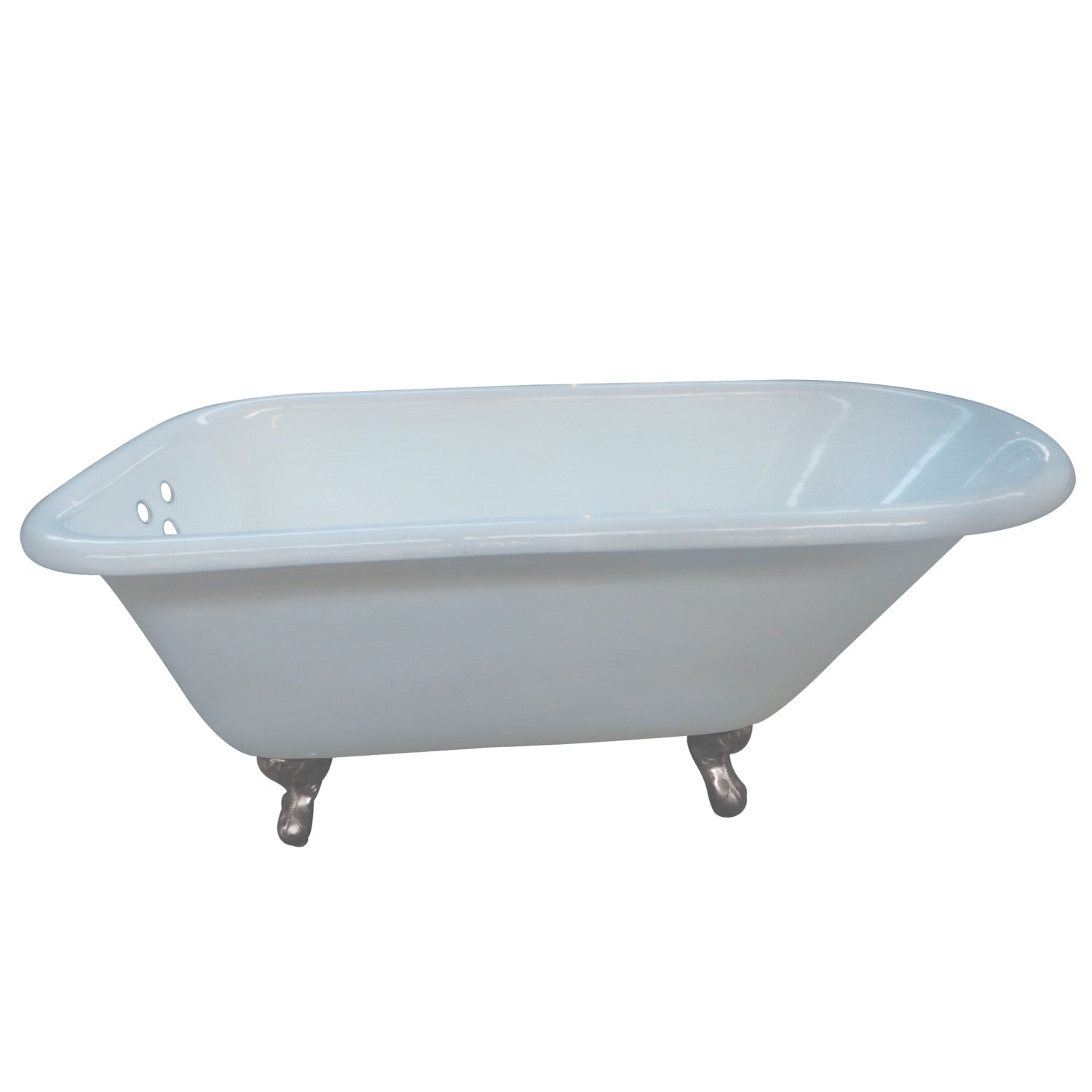 Aqua Eden 54 Inch White Clawfoot Bathtub - Cast Iron Oval Roll Top Tub with Brushed Nickel Feet | Vintage Freestanding Soaking Tub for Bathroom & Spa Relaxation