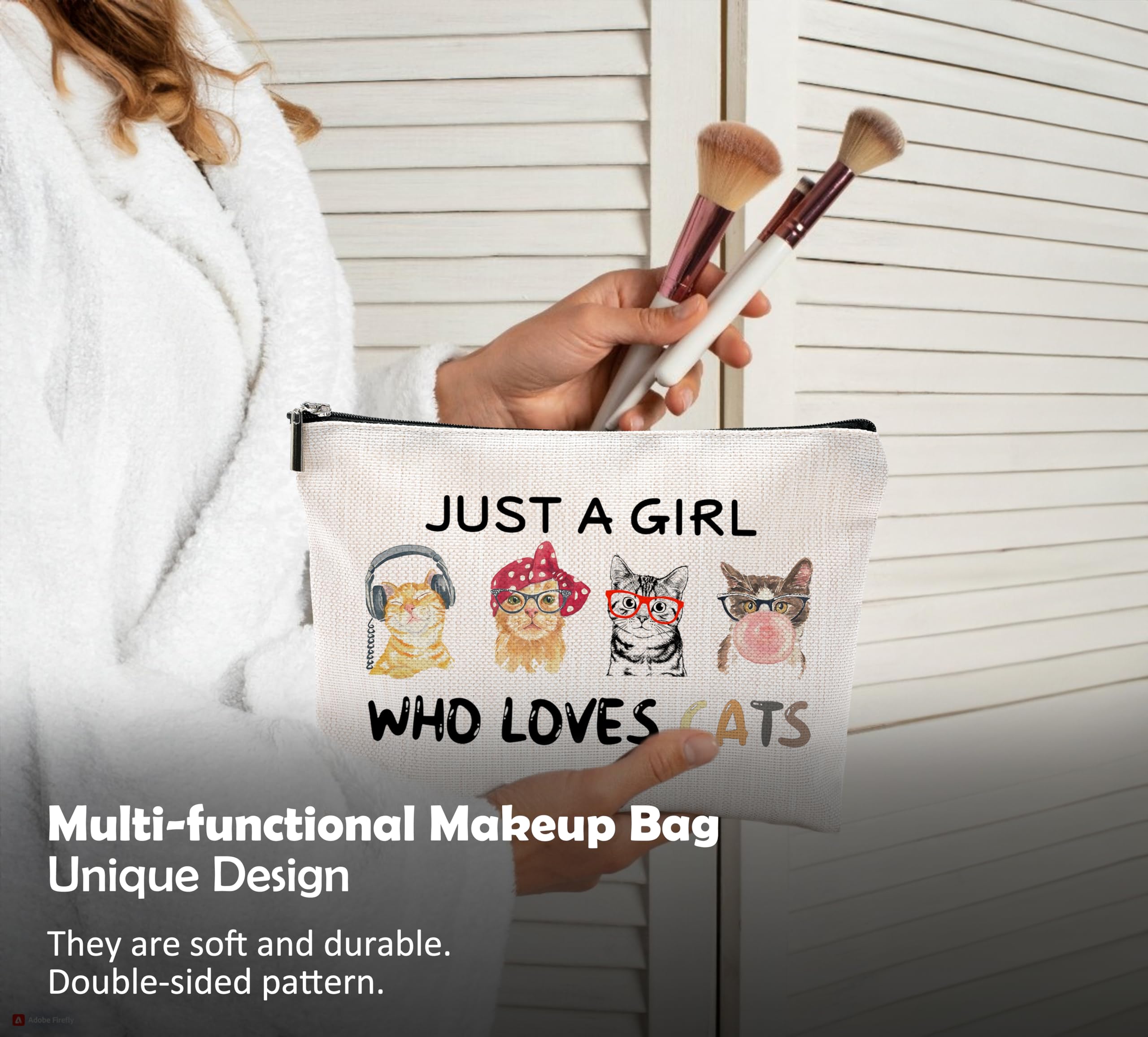 Funny Cat Makeup Bag with Zipper - Perfect Gift for Cat Lovers & Birthday Presents