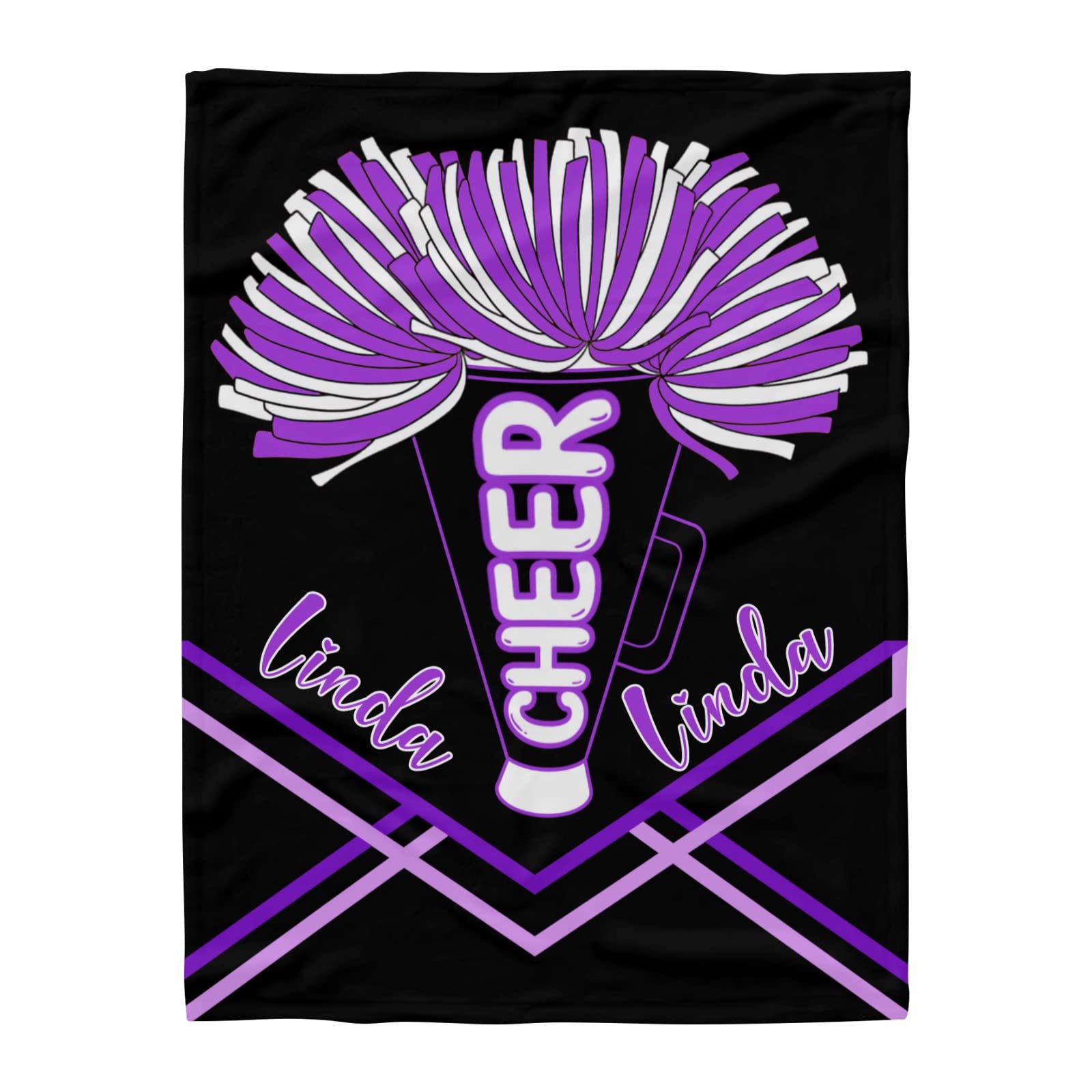 Custom Name Purple Cheerleader Fleece Throw Blanket 50x60 Inch - Personalized Dance Team Gift, Soft Sofa Couch Bed Blanket for Weddings, Parties & Game Day Cozy Decor