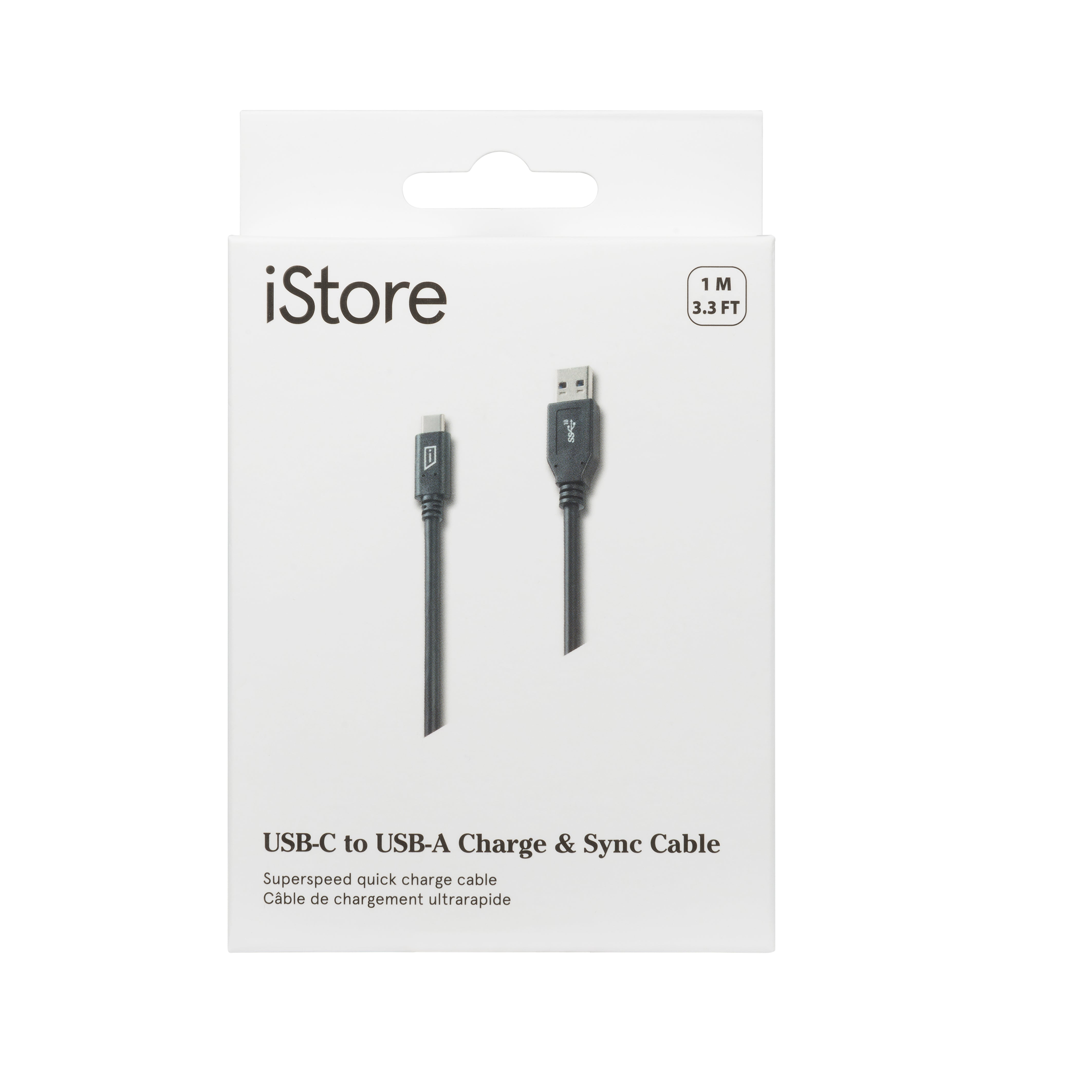 iStore USB C to USB A Cable 3.3ft Fast Charging & Data Sync - Compatible with iPhone 15, Samsung Galaxy, iPad, MacBook & More - Perfect for Home, Office & Travel Charging