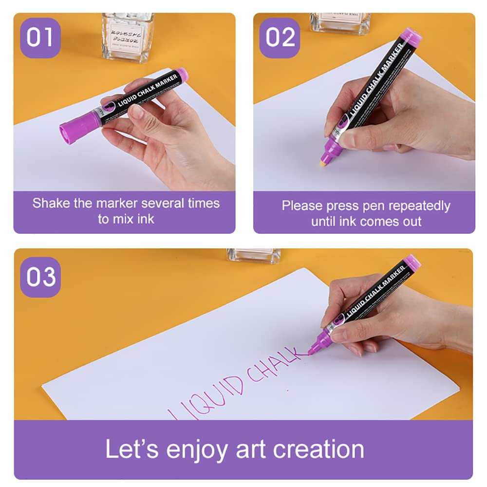 Mobee Liquid Chalk Markers - 8 Pack Reversible Tip Non-Porous Chalkboard Markers for Blackboard, Glass, Windows & Mirrors - Fine Point for Art, Signage & DIY Projects