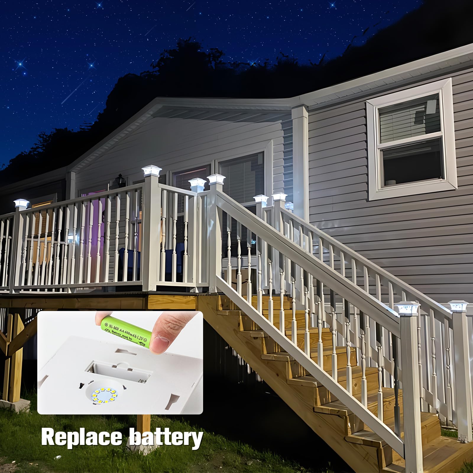 VOLISUN Solar Post Cap Lights Outdoor - 4 Pack Waterproof Solar Powered Fence Lights for 4x4 Vinyl/Wood Posts, Cool/Warm White LED Deck Lighting for Garden, Patio, Porch, Pathway & Backyard Landscape Lighting