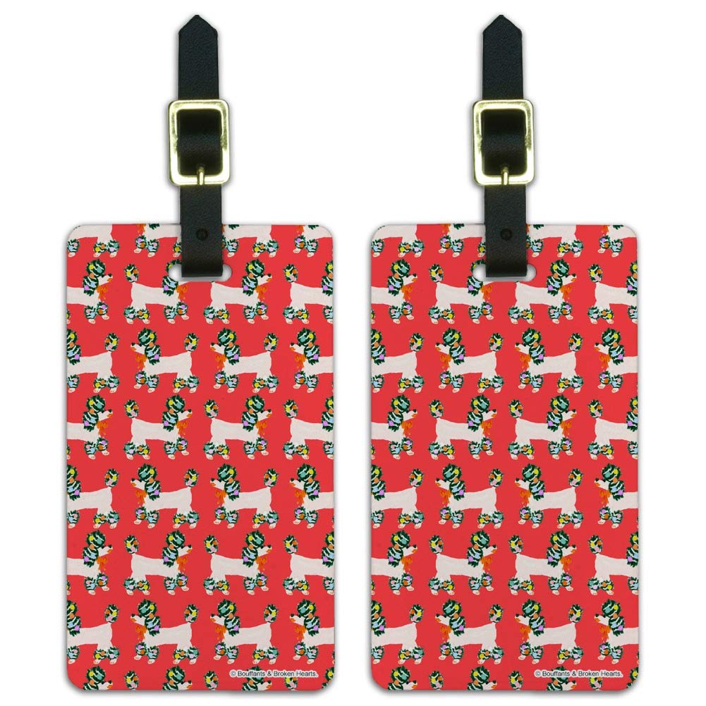 Christmas Poodles Luggage ID Tags - Set of 2 Personalized Pet-Themed Suitcase Tags for Carry-On Bags, Perfect for Holiday Travel & Gift Giving